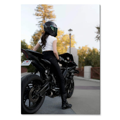 Biker Poster #103 - Female | AGV Pista Helmet | Yamaha R7 Motorcycle - Throttle Designs