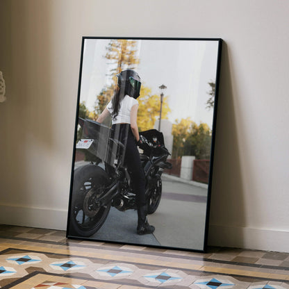 Biker Poster #103 - Female | AGV Pista Helmet | Yamaha R7 Motorcycle - Throttle Designs