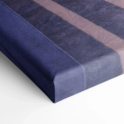 Close-up of deep blue canvas wall art with fine texture and museum-quality finish.