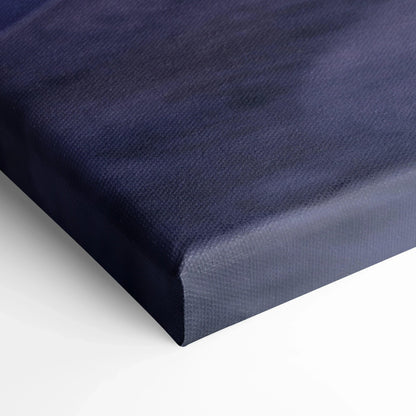 Close-up of a deep blue textured canvas corner showcasing premium wall art material and craftsmanship.