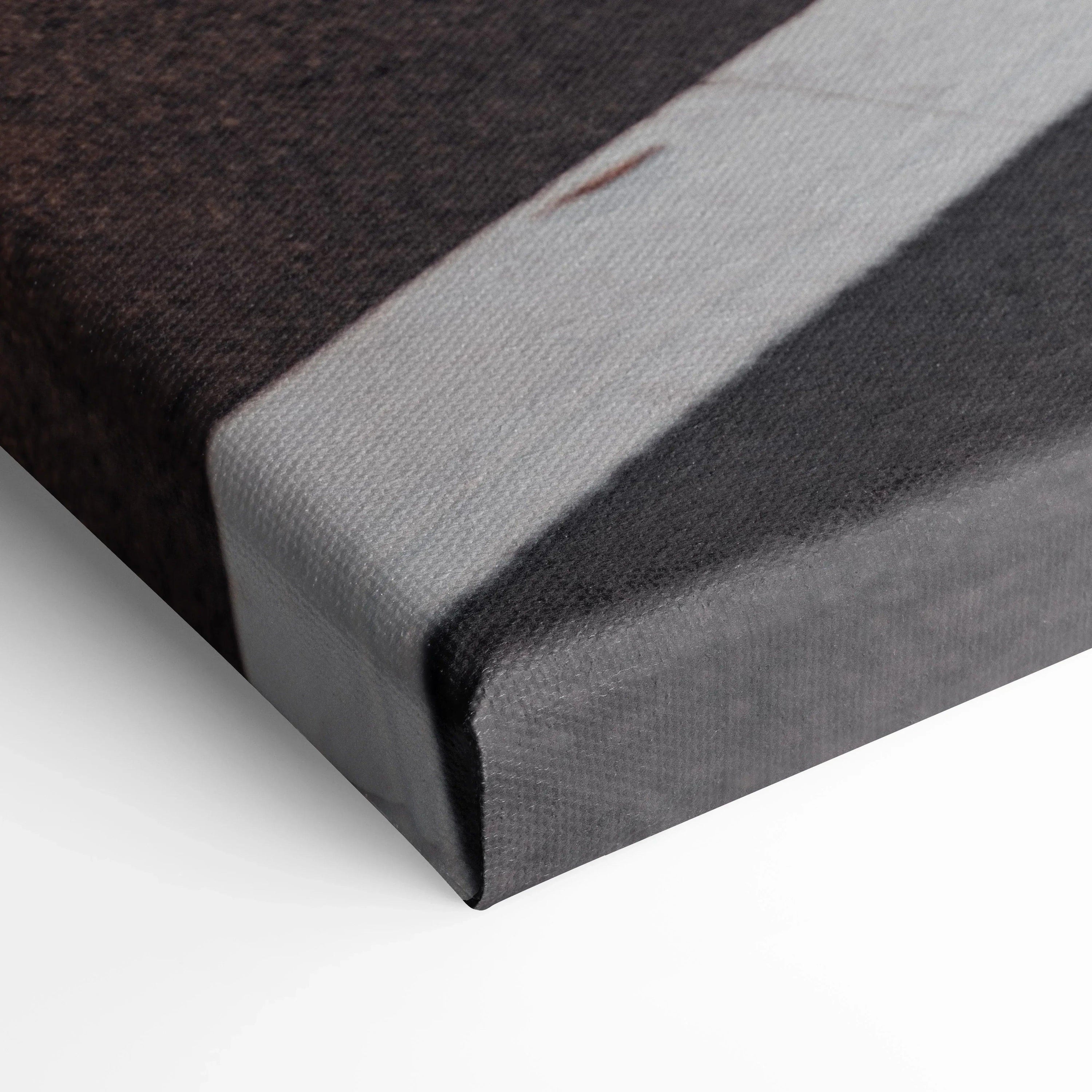 Close-up of Honda S2000 canvas art showing textured wrapped canvas edge in black and gray tones.