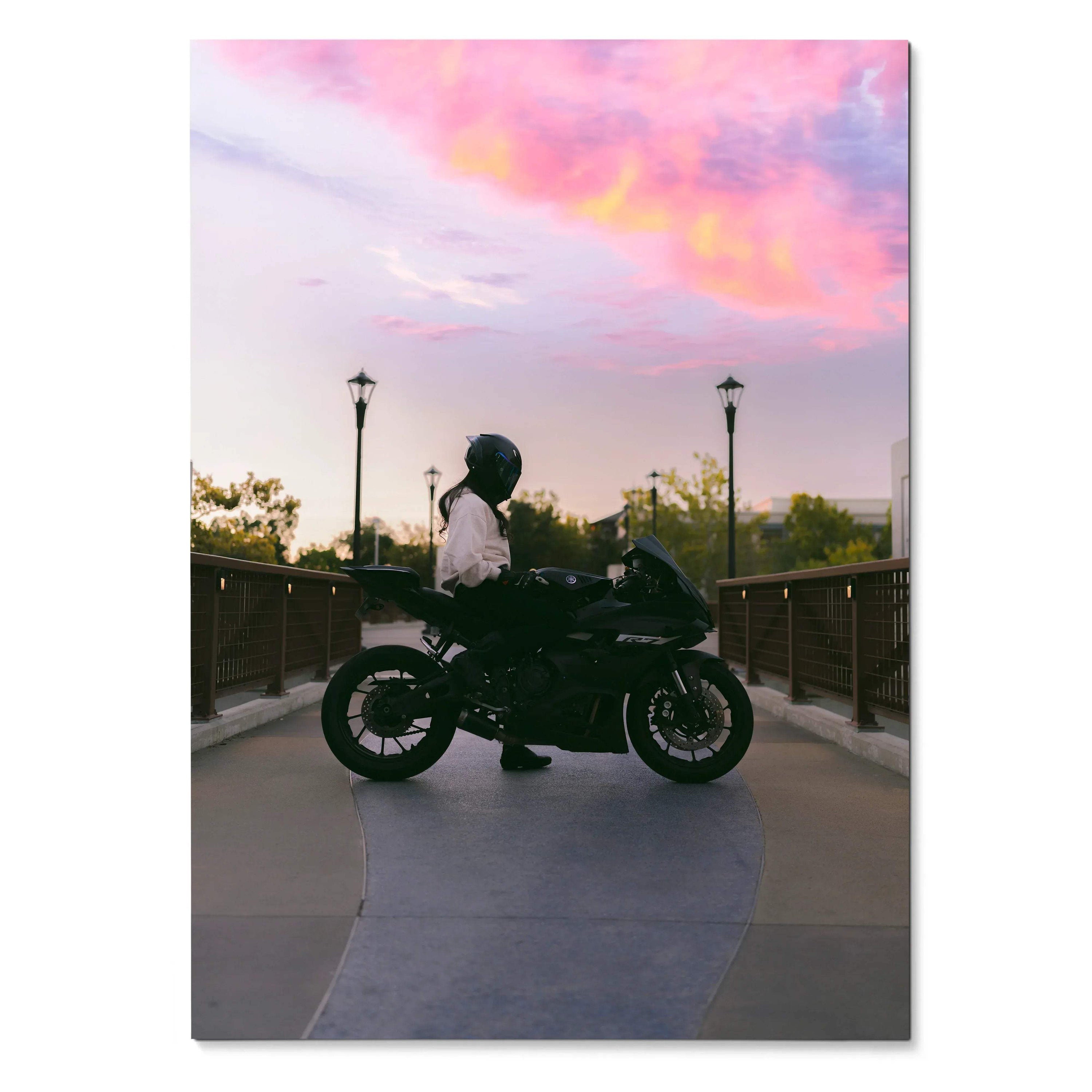 Biker Poster #118 - Female | AGV Pista Helmet | Yamaha R7 Motorcycle - Throttle Designs