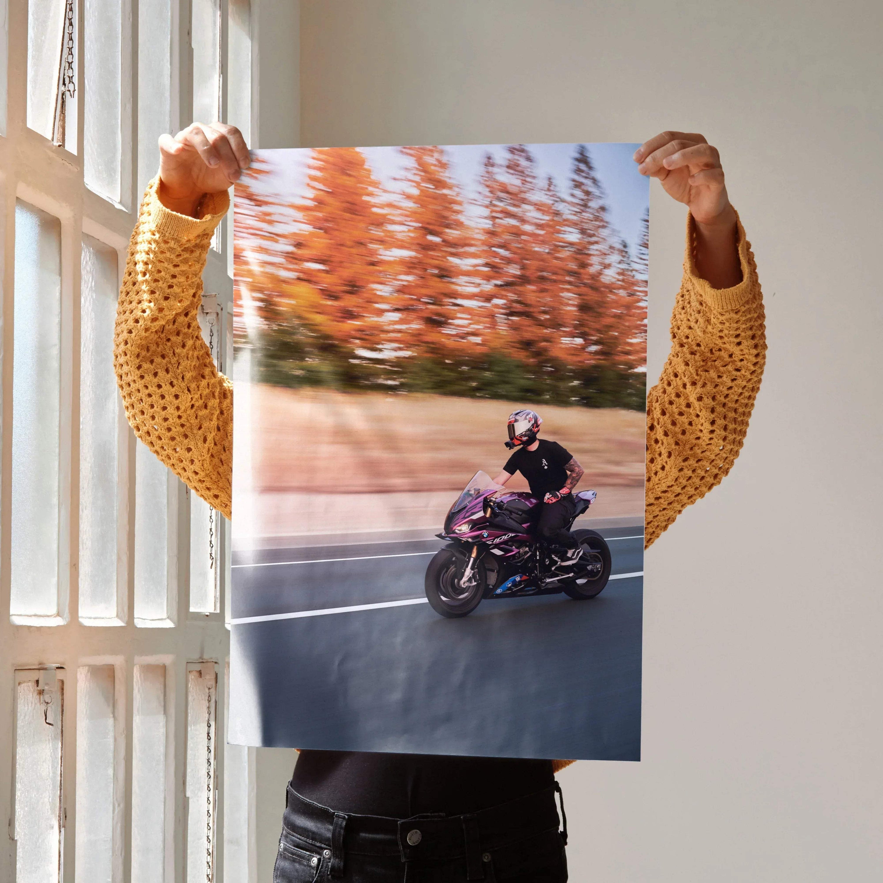 Biker Poster #058 - Male | Shark Race-R Pro GP Helmet | BMW S1000RR Motorcycle - Throttle Designs