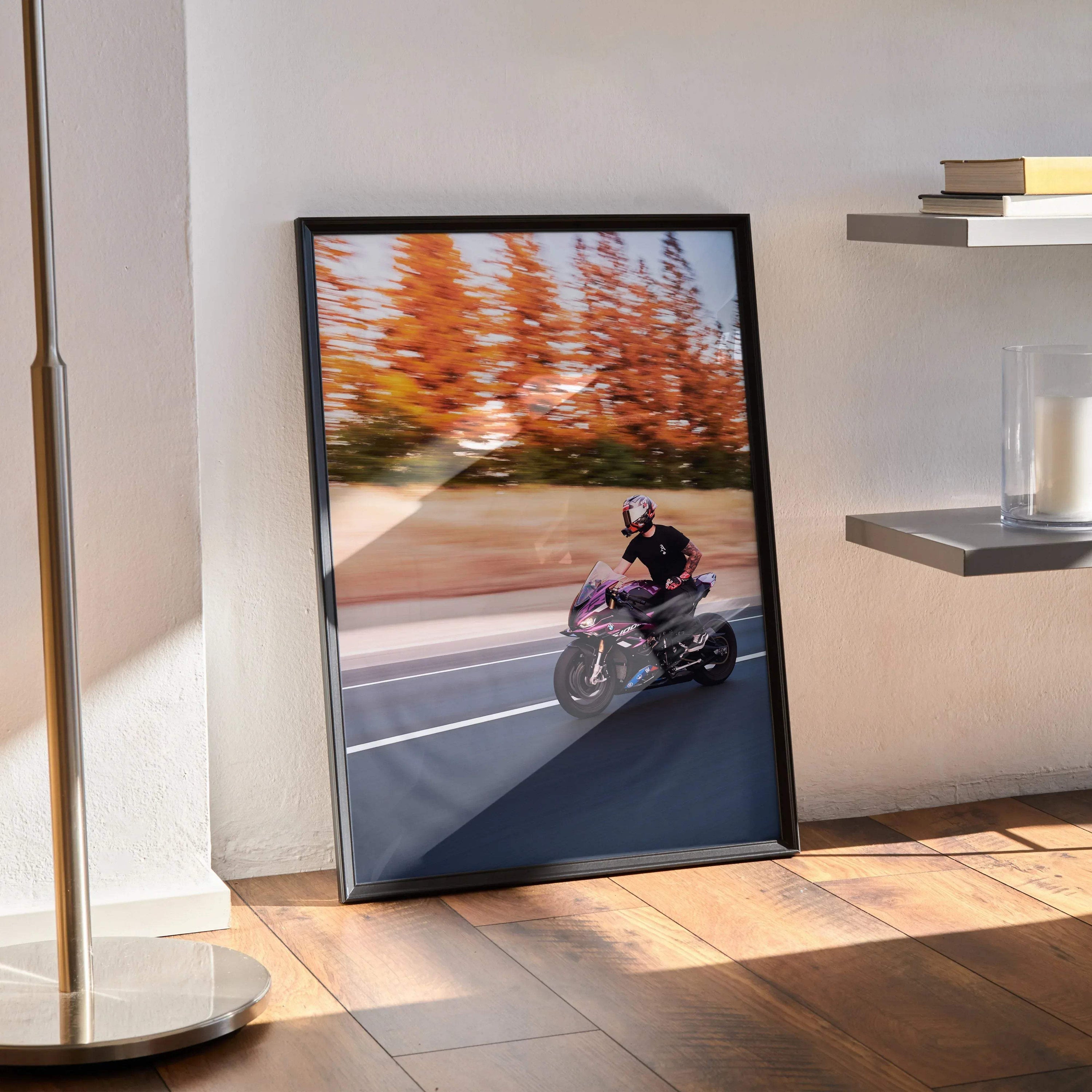Biker Poster #058 - Male | Shark Race-R Pro GP Helmet | BMW S1000RR Motorcycle - Throttle Designs