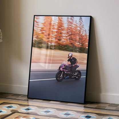 Biker Poster #058 - Male | Shark Race-R Pro GP Helmet | BMW S1000RR Motorcycle - Throttle Designs