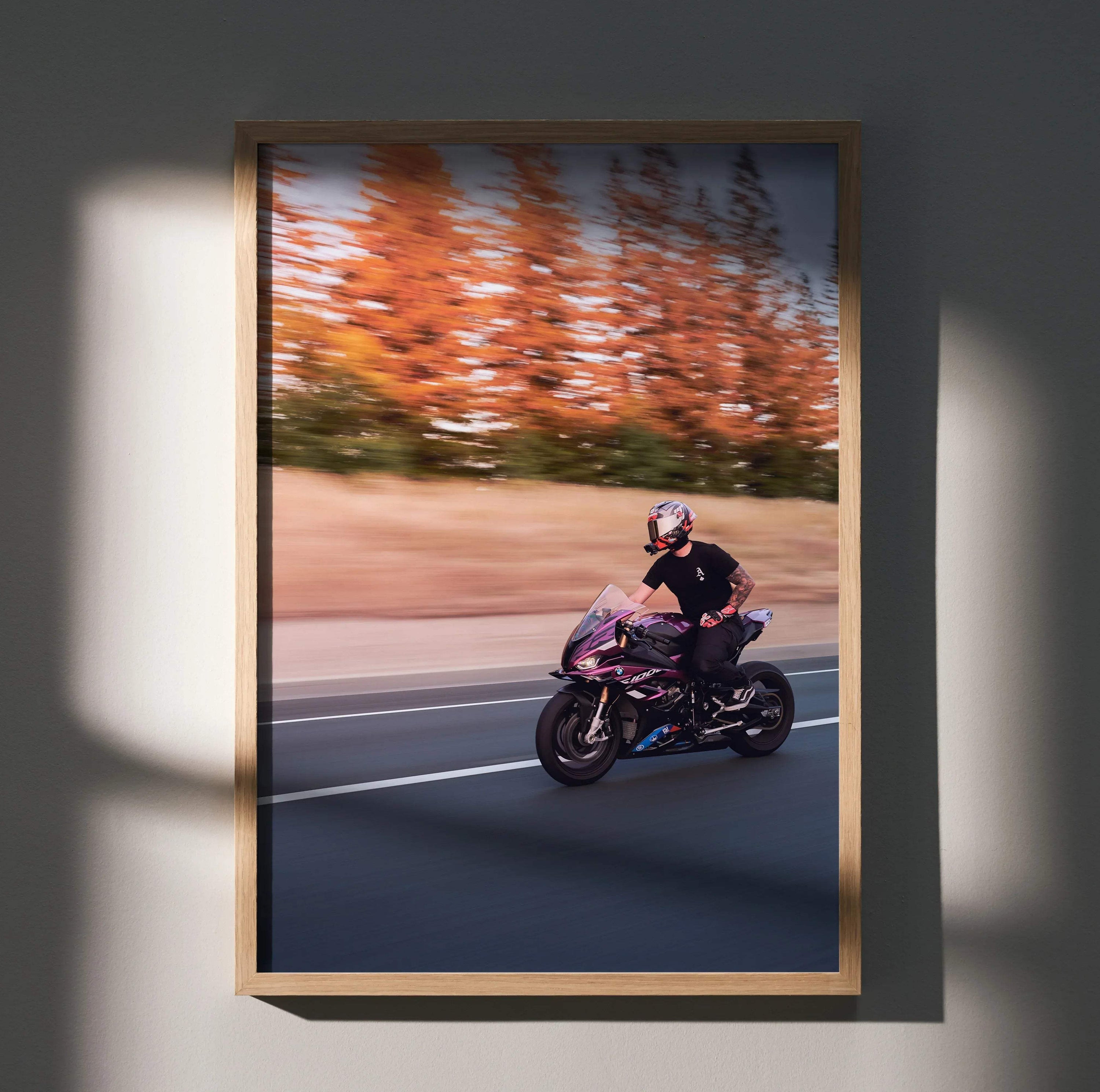 Biker Poster #058 - Male | Shark Race-R Pro GP Helmet | BMW S1000RR Motorcycle - Throttle Designs