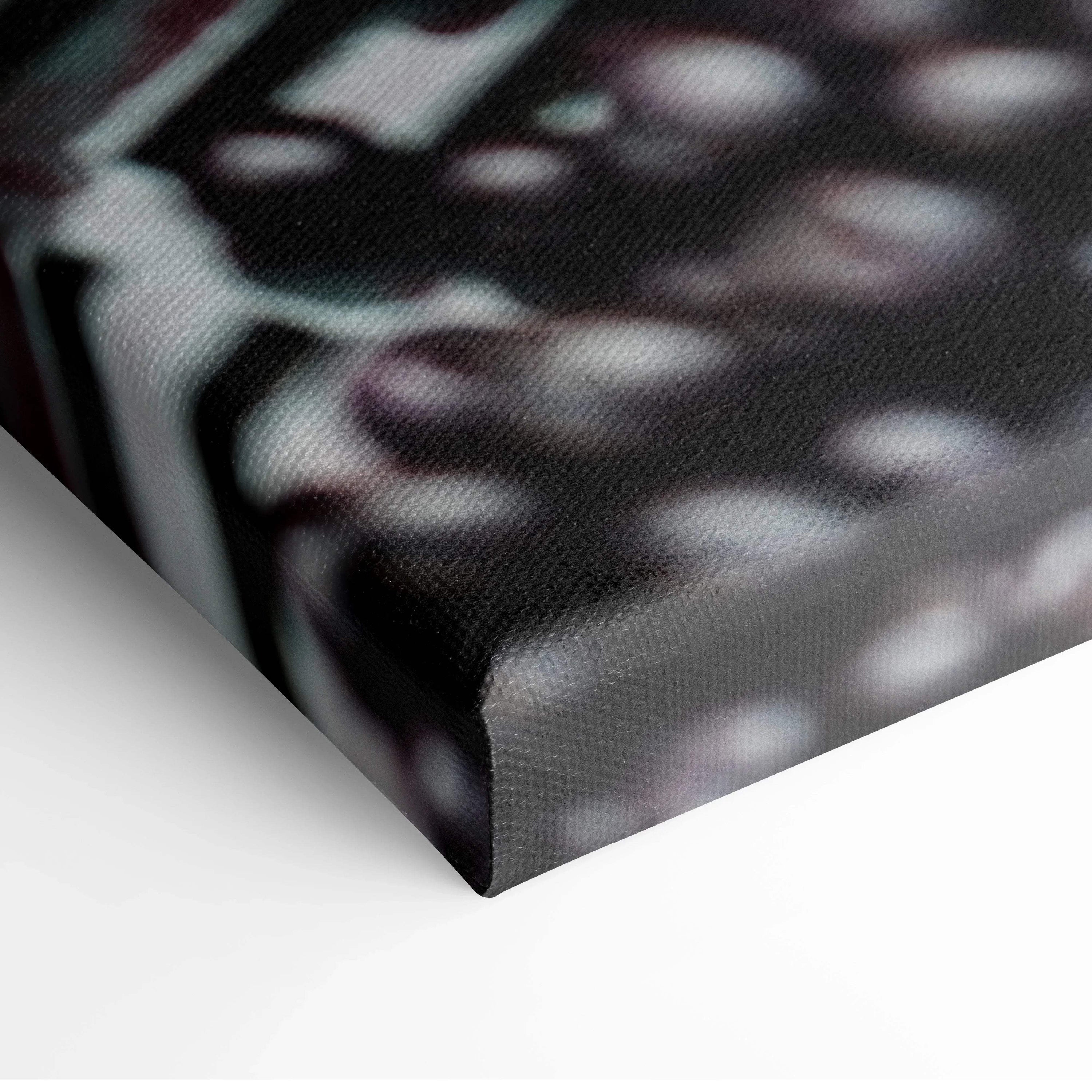 Close-up of vibrant blueberry-themed canvas wall art with textured fabric and museum-quality print finish.