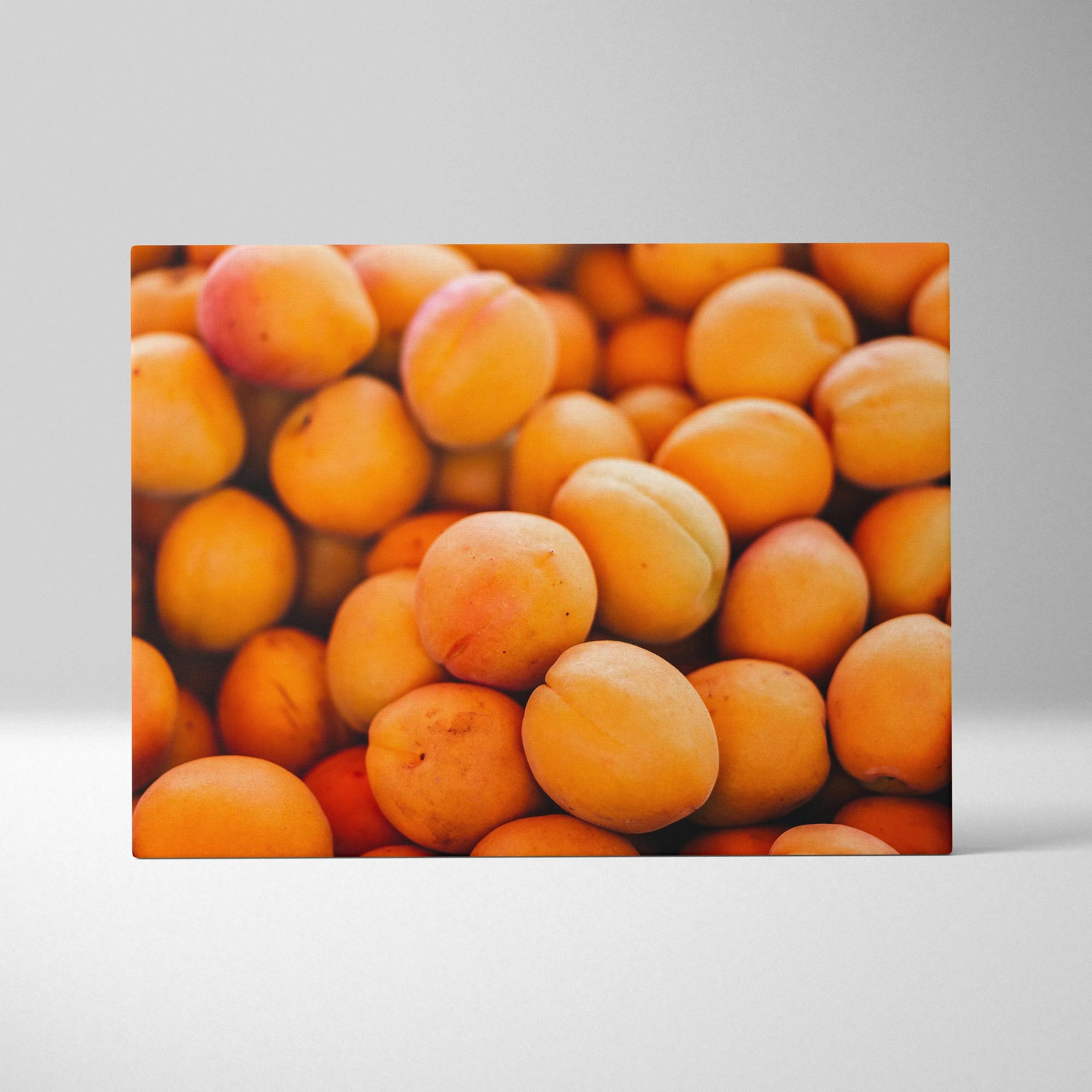 Vibrant peach canvas wall art featuring fresh juicy fruit design for home decor.