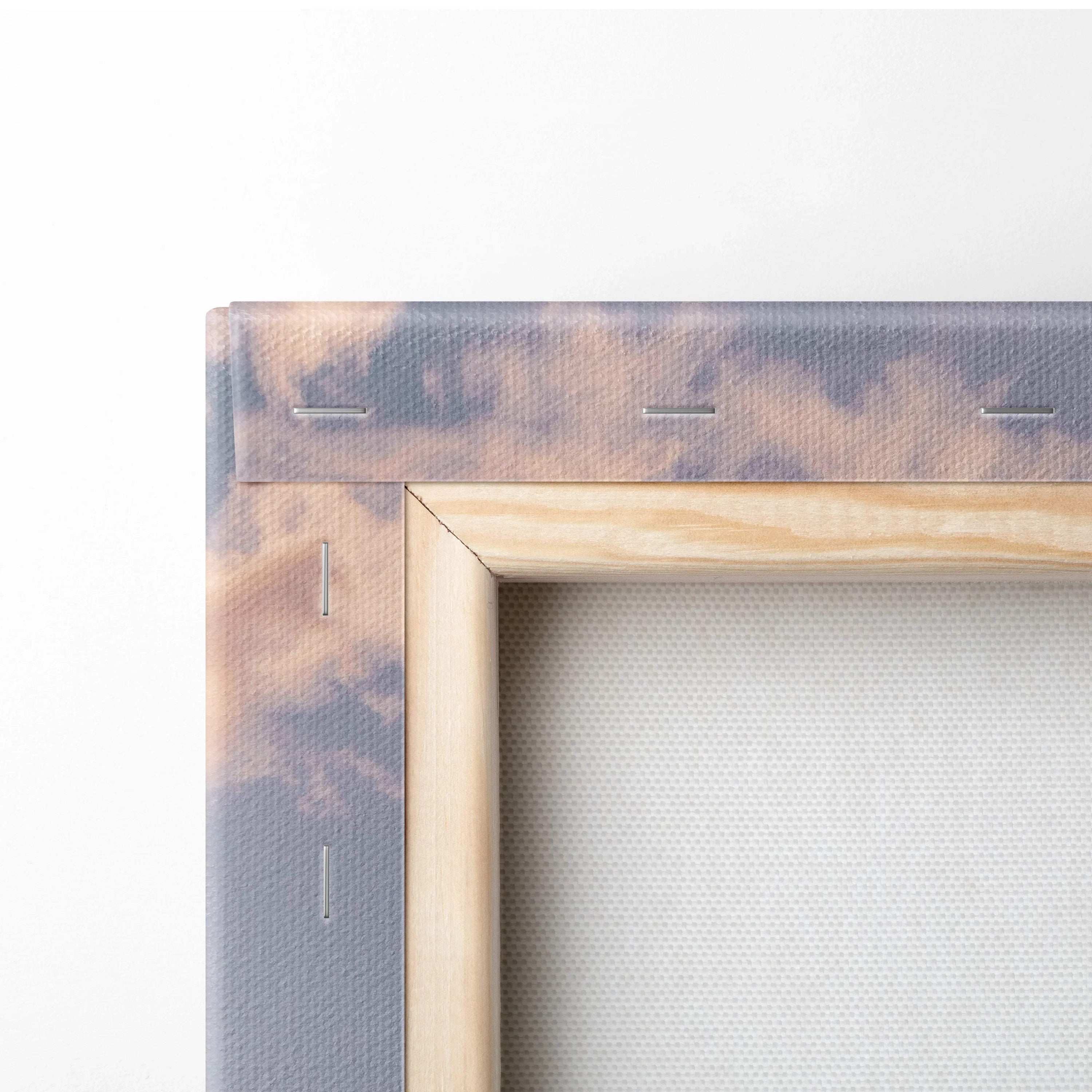 Serene Arctic Iceland sunset over ice lagoon in light wood tie-dye frame