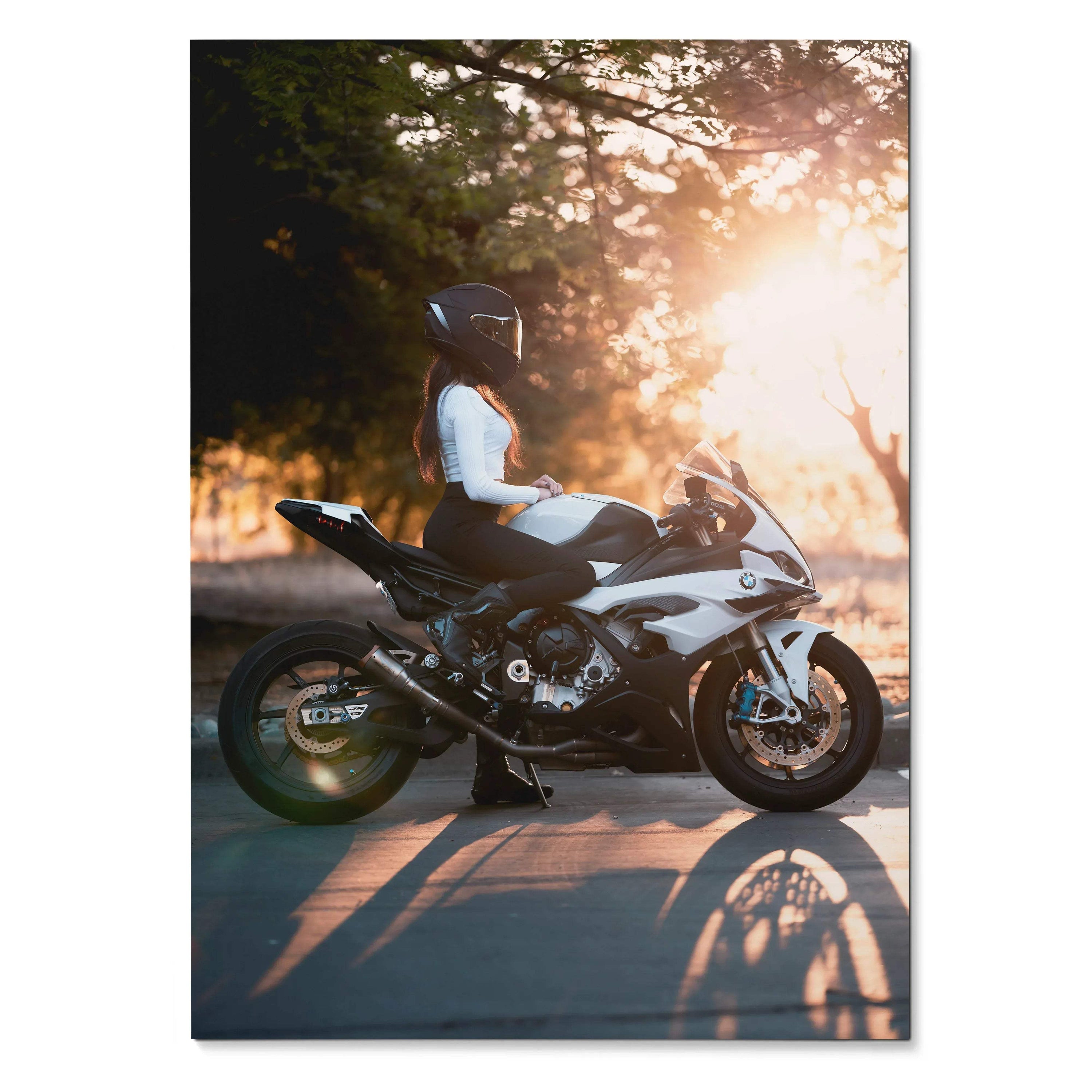 Biker Poster #059 - Female | Shoei X-15 Helmet | BMW S1000RR Motorcycle - Throttle Designs