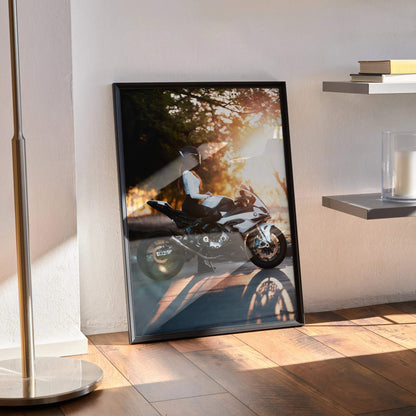 Biker Poster #059 - Female | Shoei X-15 Helmet | BMW S1000RR Motorcycle - Throttle Designs