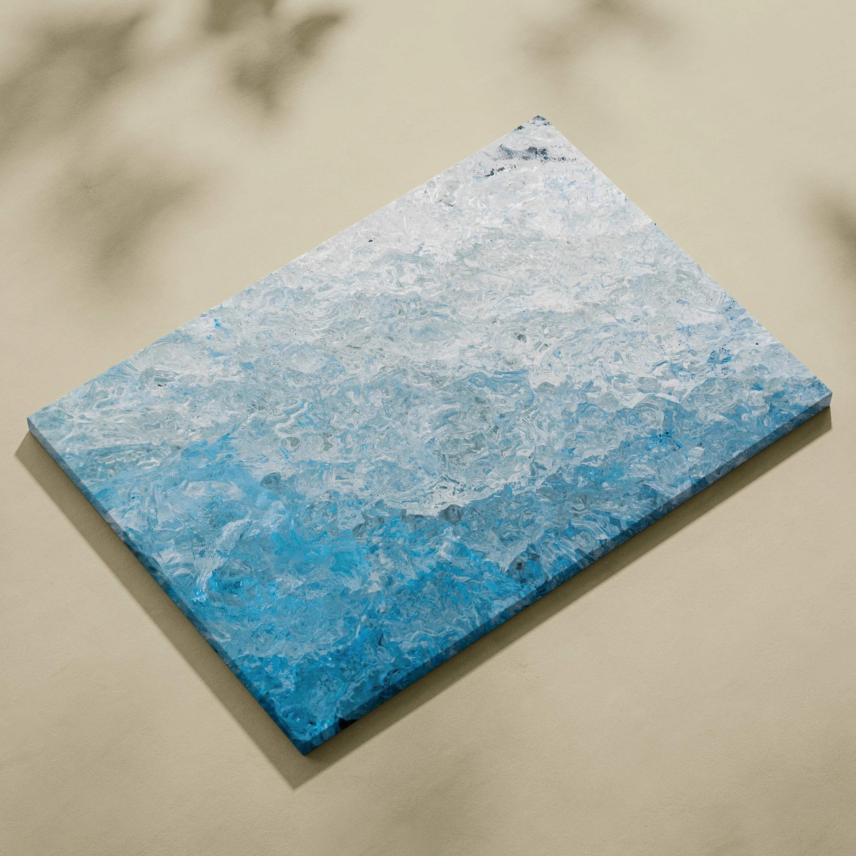 Abstract digital canvas art with textured blue and white gradient, high-resolution detail.