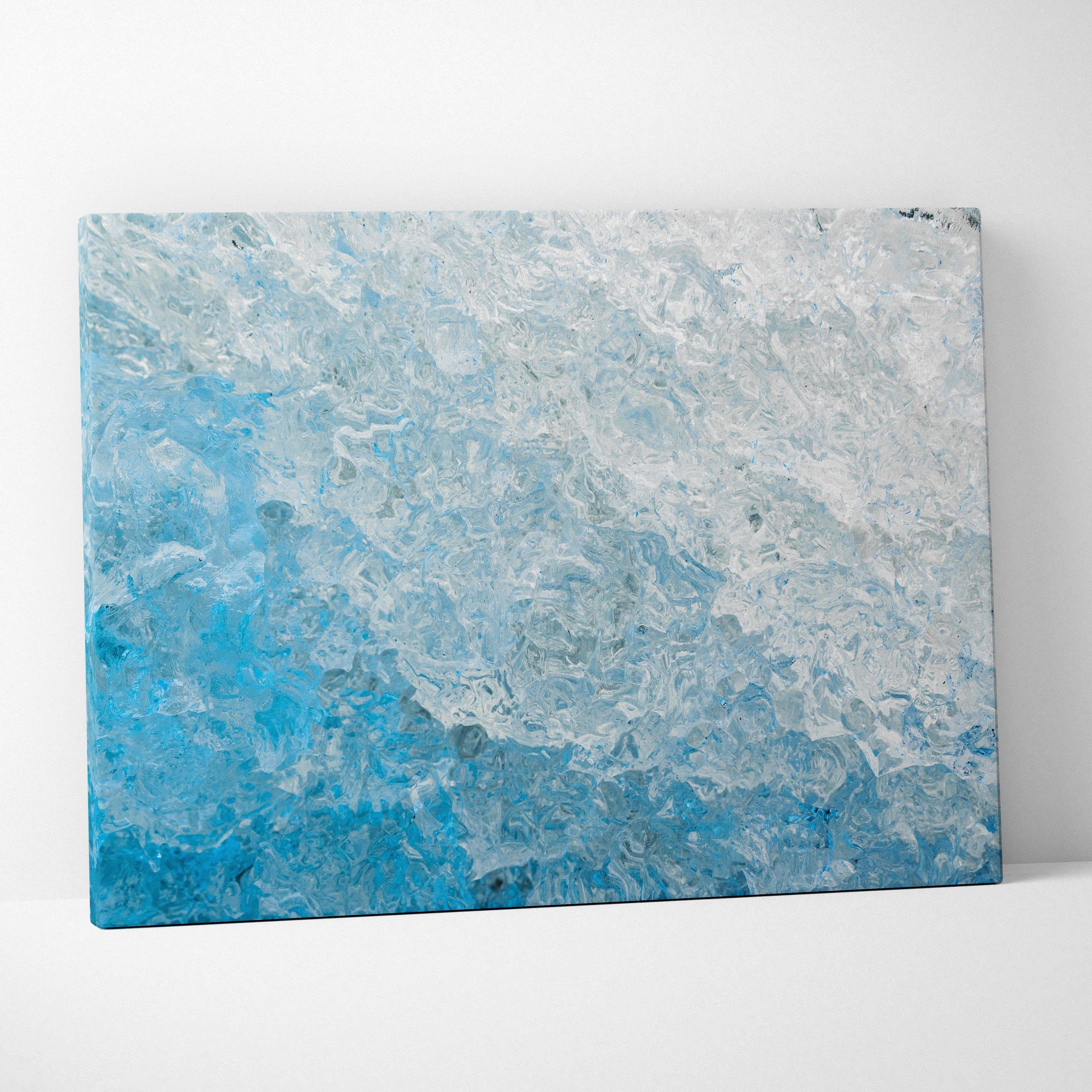 Abstract blue and white textured digital canvas wall art with a horizontal orientation.