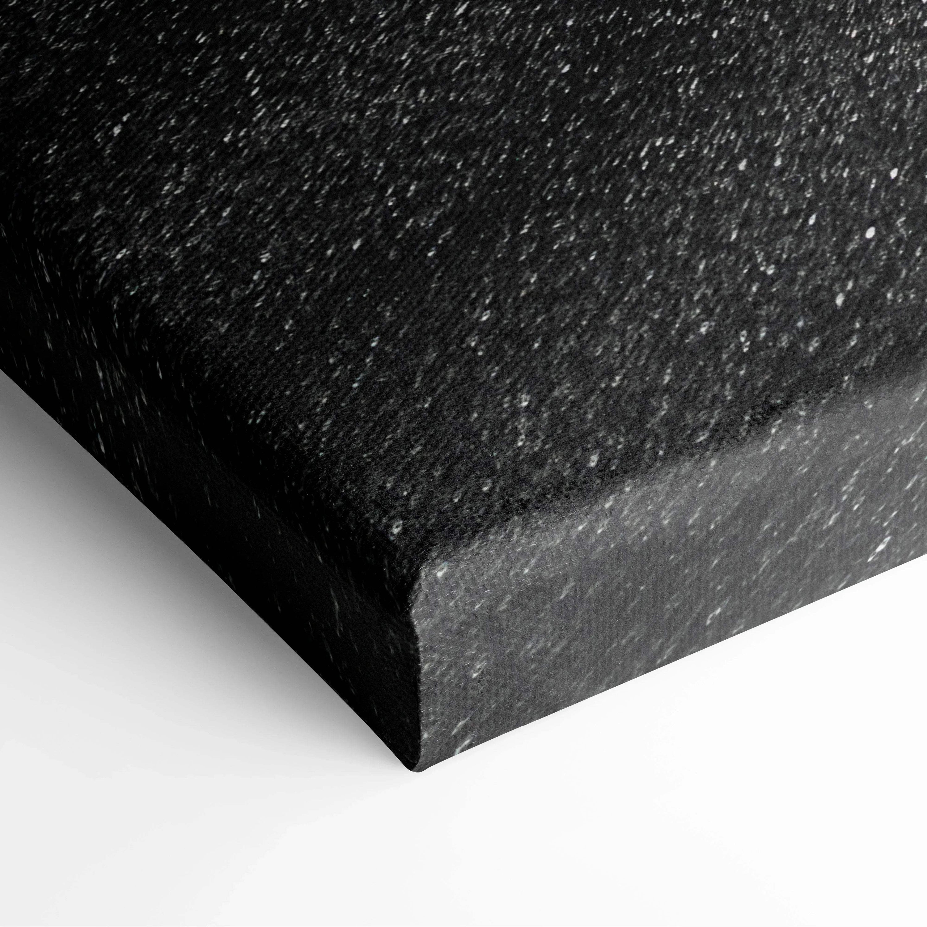 Black and gray textured abstract pattern on a wrapped canvas wall art print.