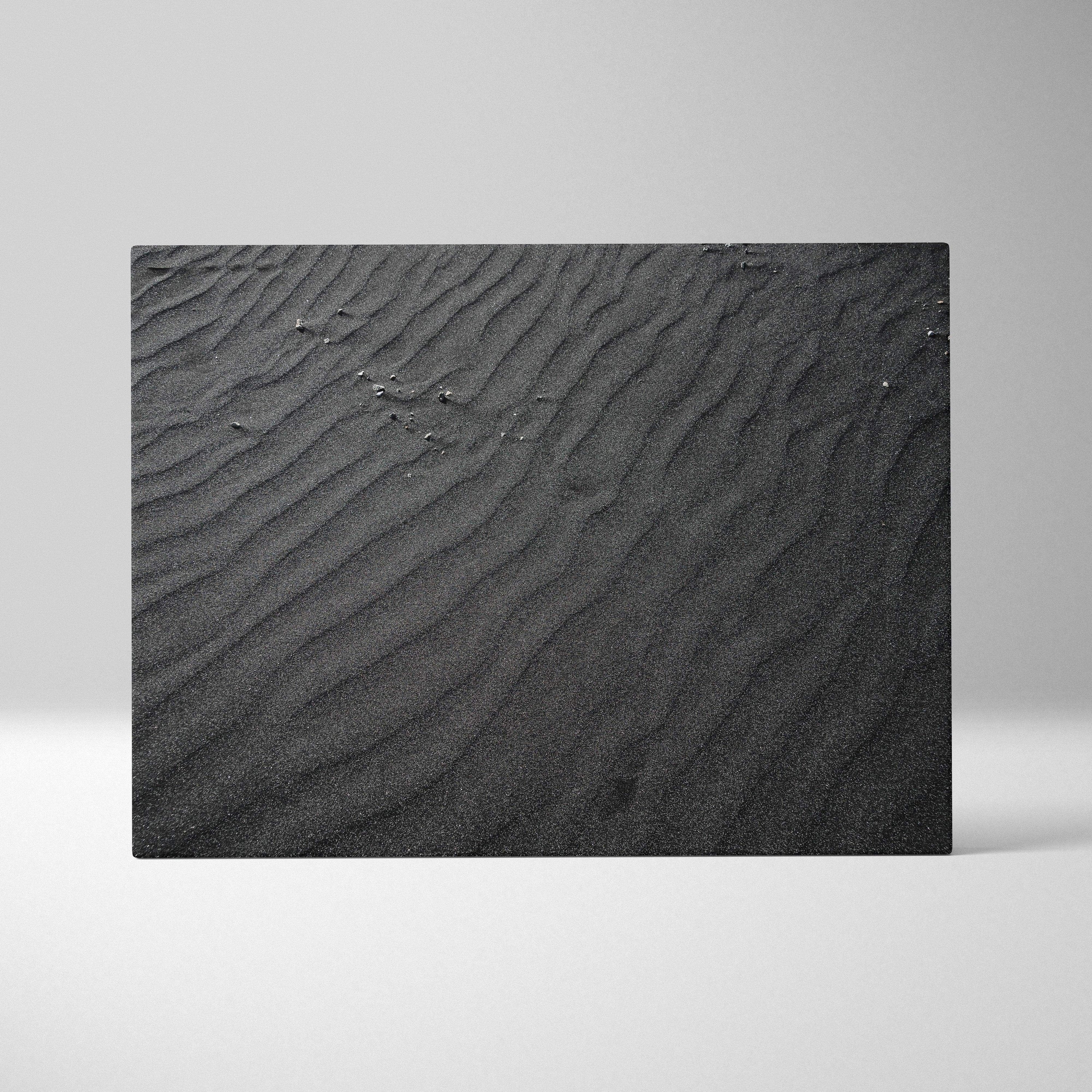 Black and gray textured abstract digital canvas wall art featuring flowing wavy patterns.