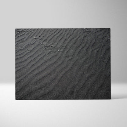 Black and gray textured abstract digital canvas wall art featuring flowing wavy patterns.