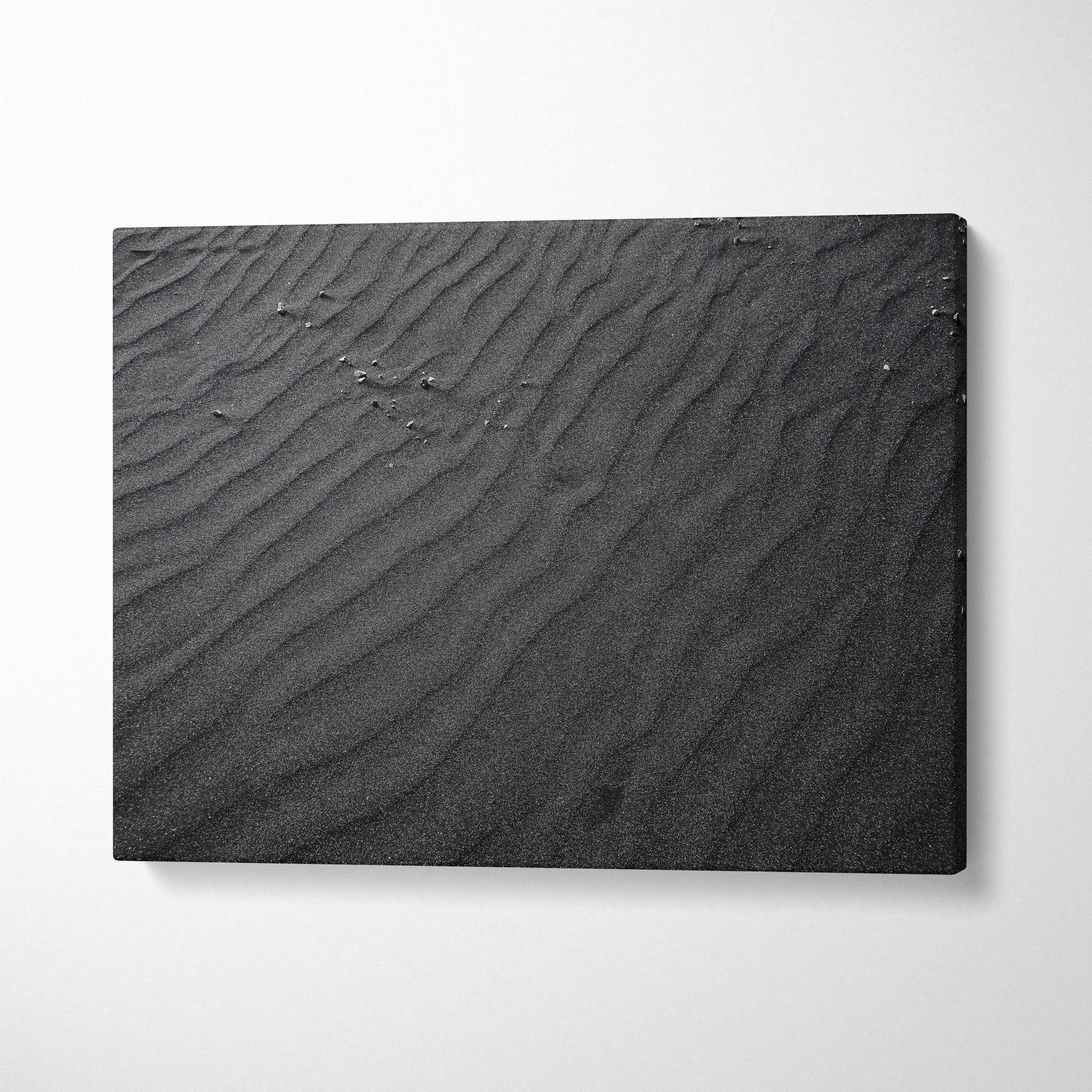Black sand ripple pattern canvas art wall print with textured surface.