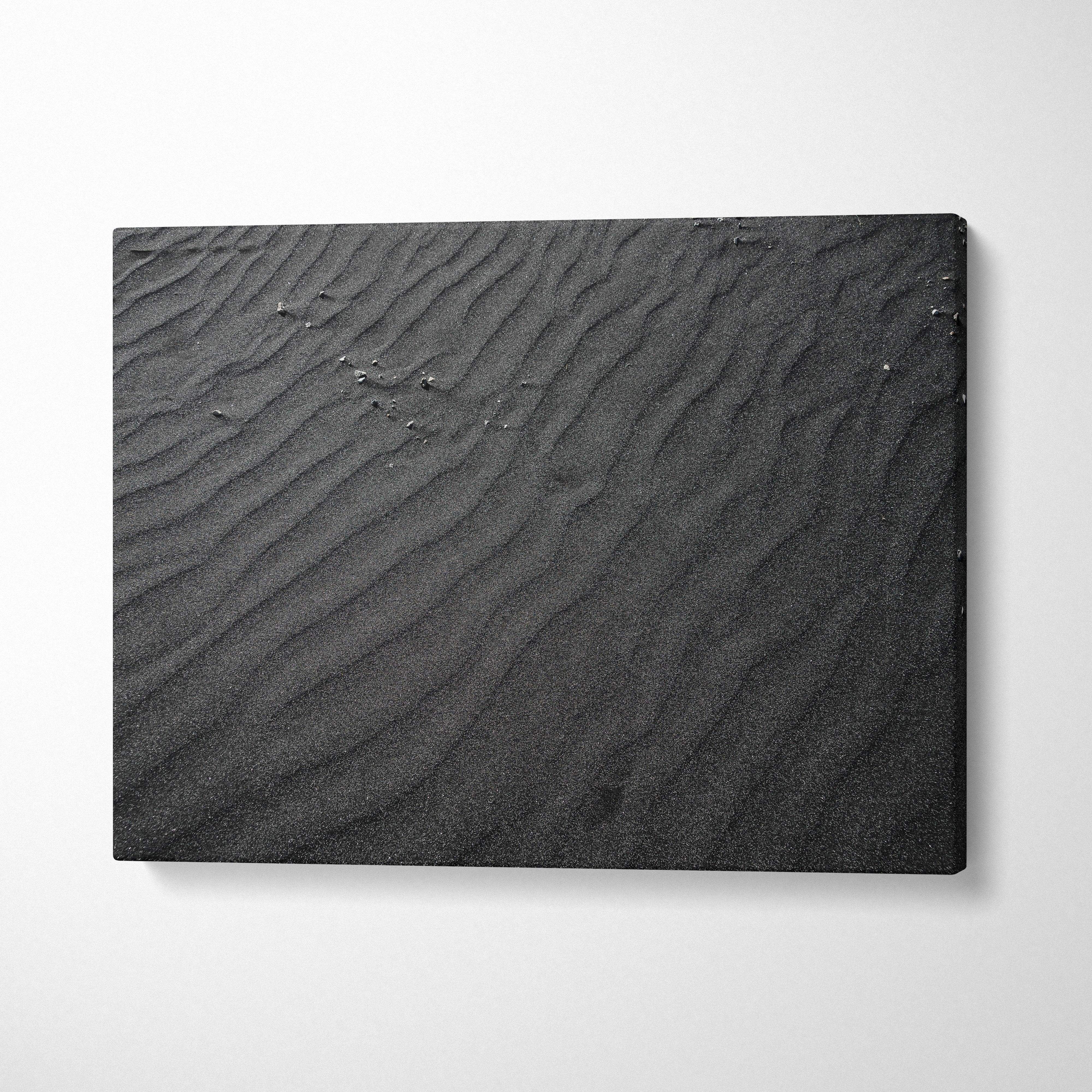 Black sand ripple pattern canvas art wall print with textured surface.