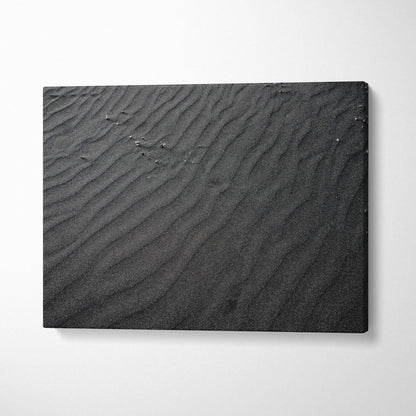 Black sand ripple pattern canvas art wall print with textured surface.