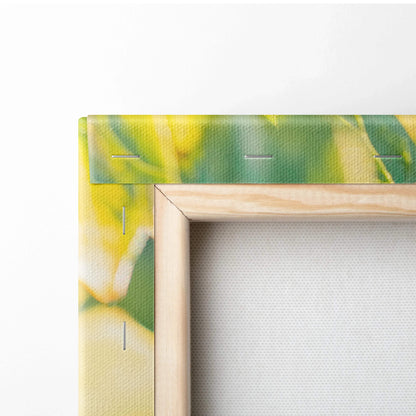 Close-up of wooden framed canvas with colorful grape-themed wall art decor showing tight staples and vibrant print edges.