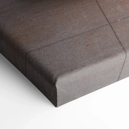 Close-up of gray textured canvas corner showcasing museum-quality canvas art print with clean wrapped edges for wall art.