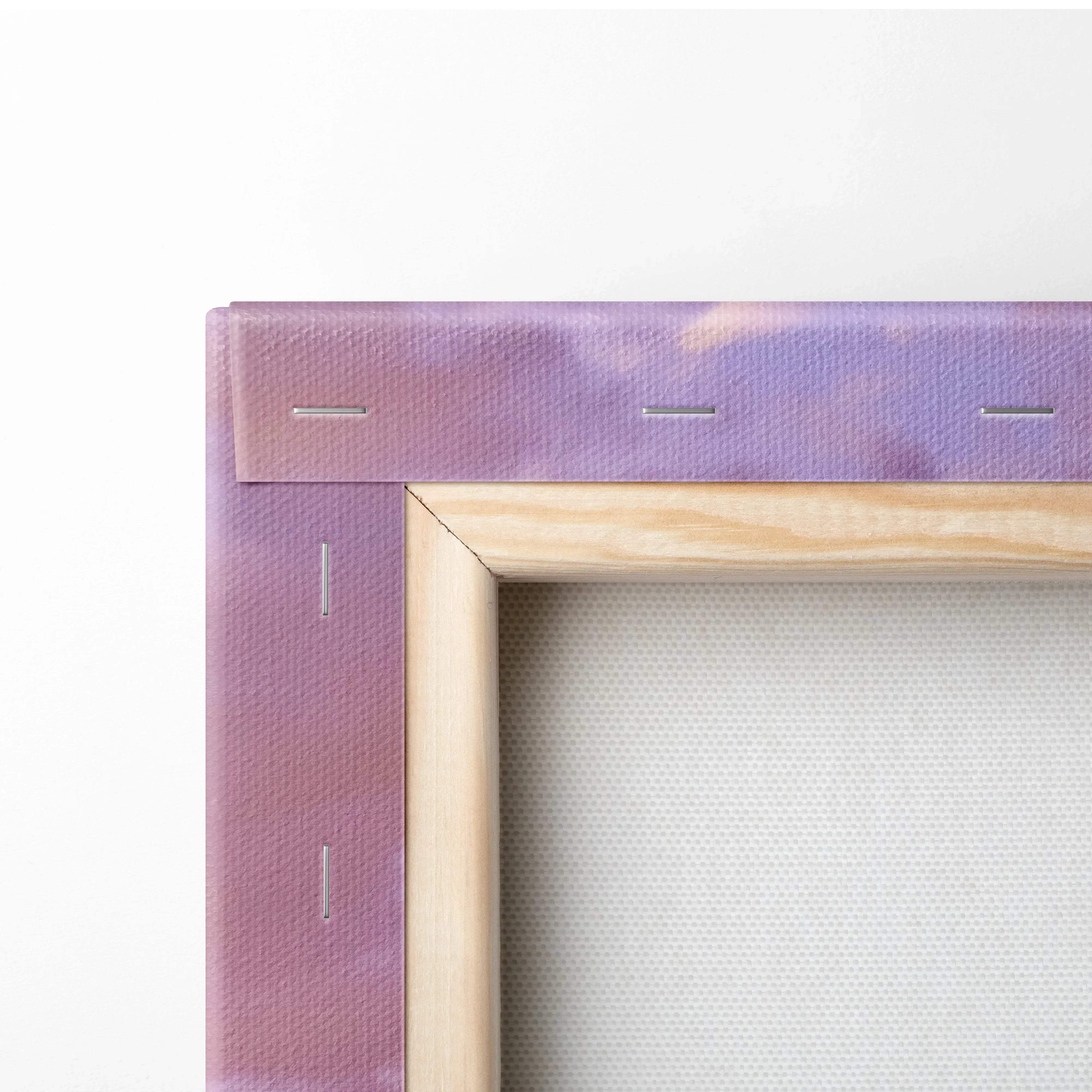 Canvas wall art featuring a lavender gradient with visible stitching and a light wood frame for Honda S2000 decor