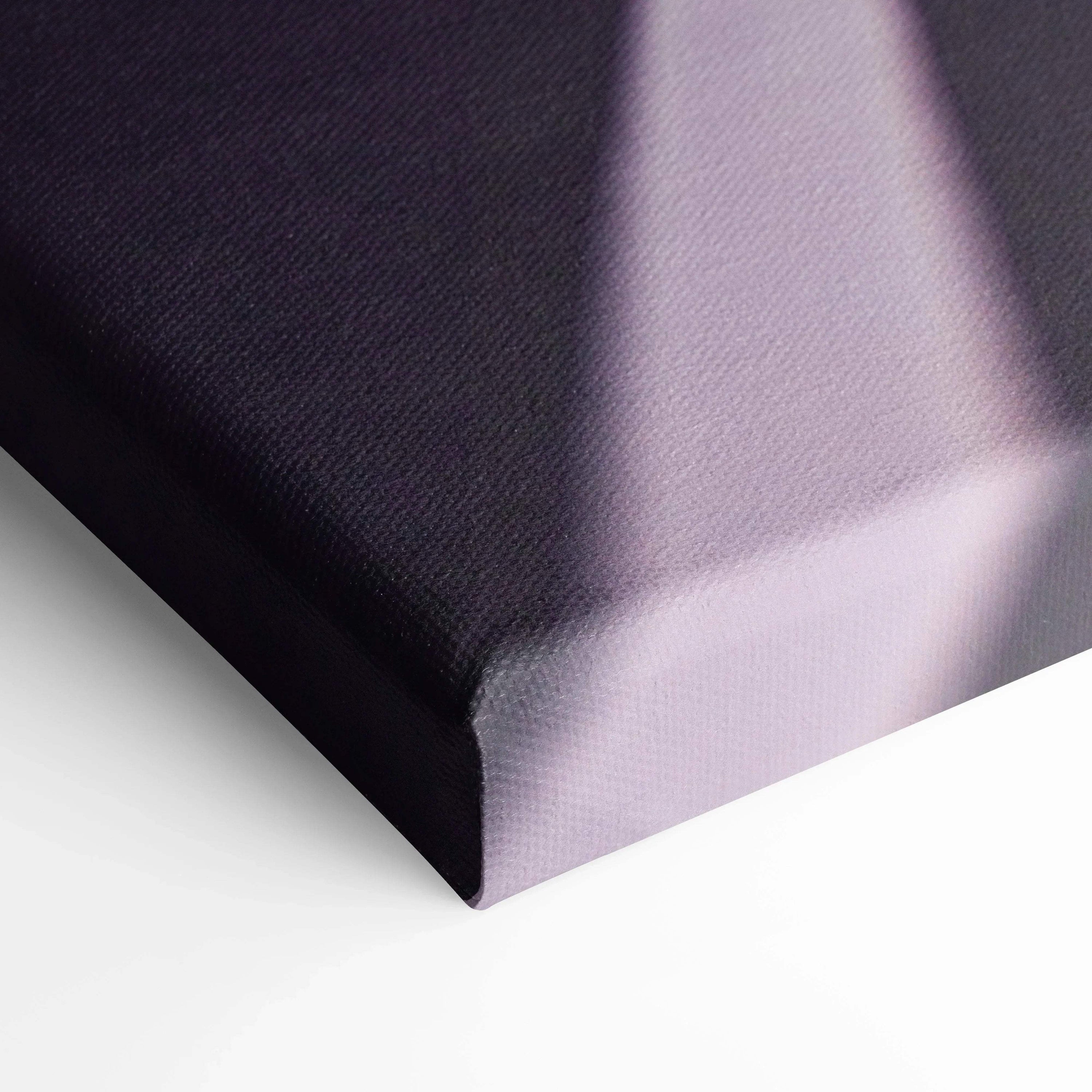 Close-up of a black and purple Subaru WRX STI canvas wall art corner with textured surface.