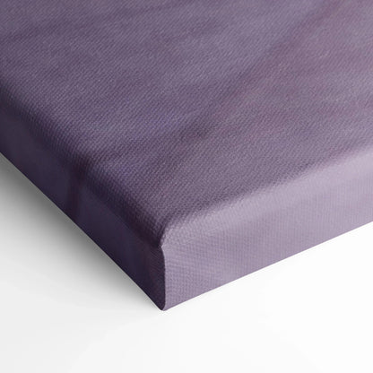Close-up of purple textured canvas art stretched on a frame, vertical wall art panel.