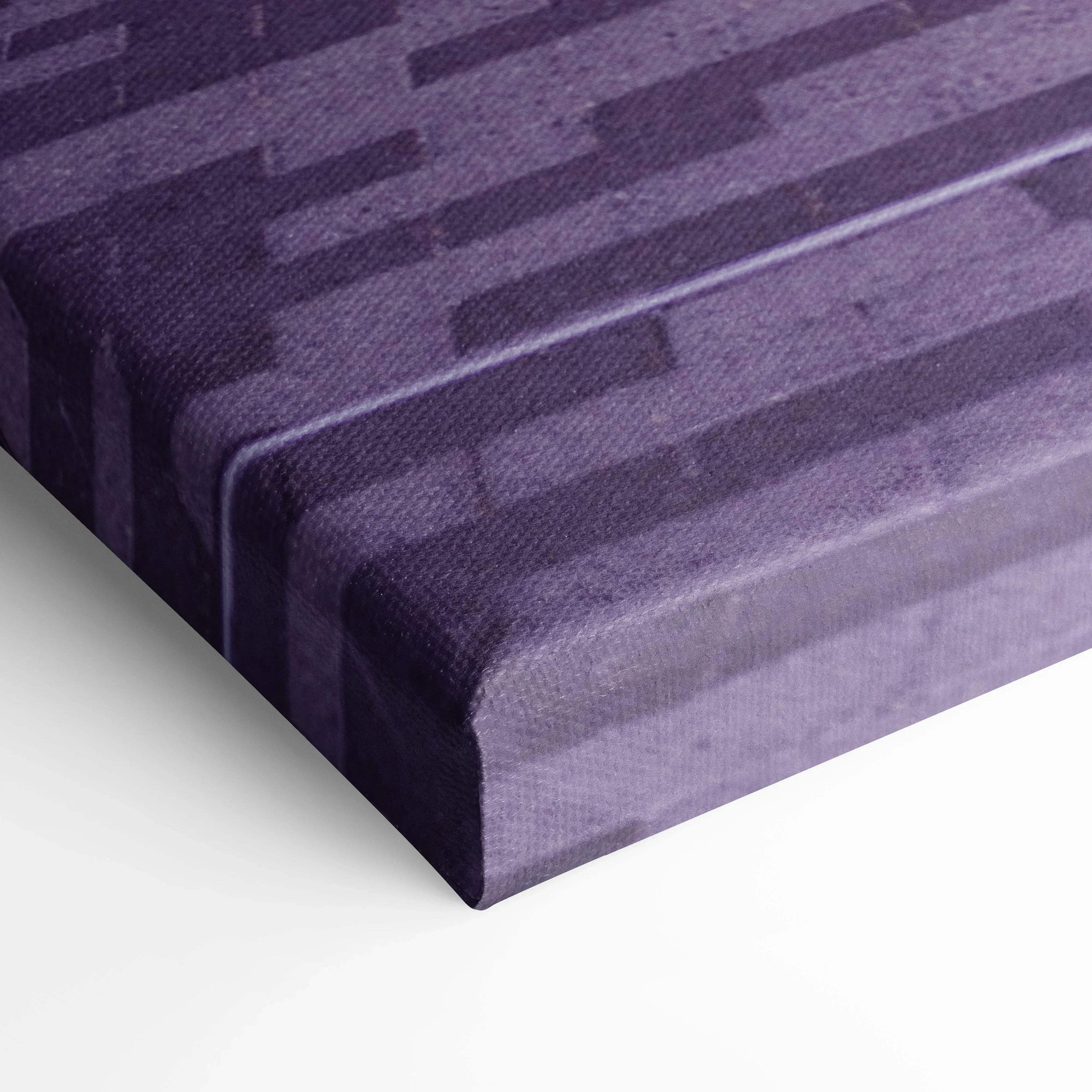 Purple textured canvas wall art close-up showing museum-quality print and canvas wrap details.