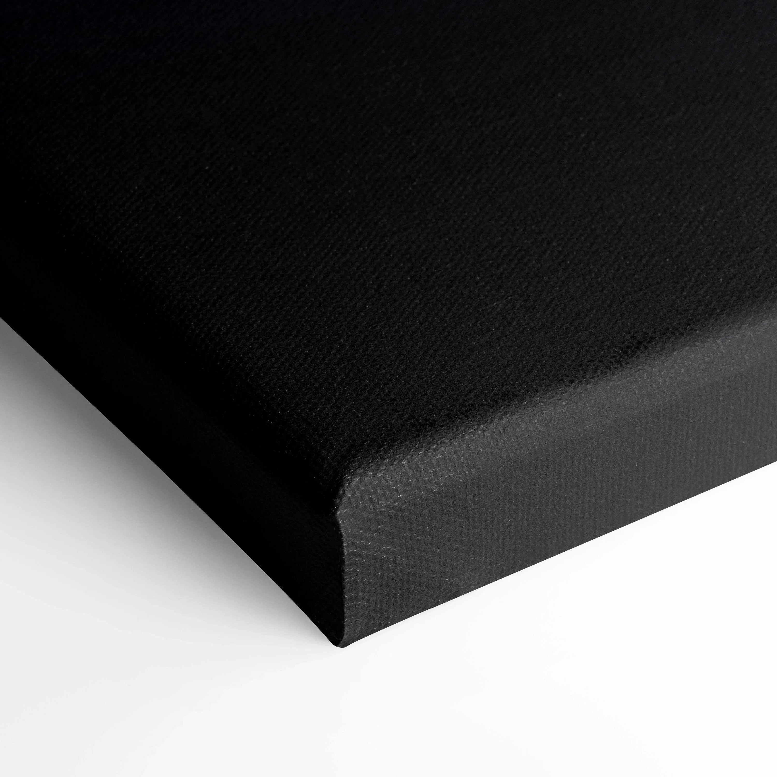 Black gallery-wrapped canvas wall art with smooth texture and clean edges.