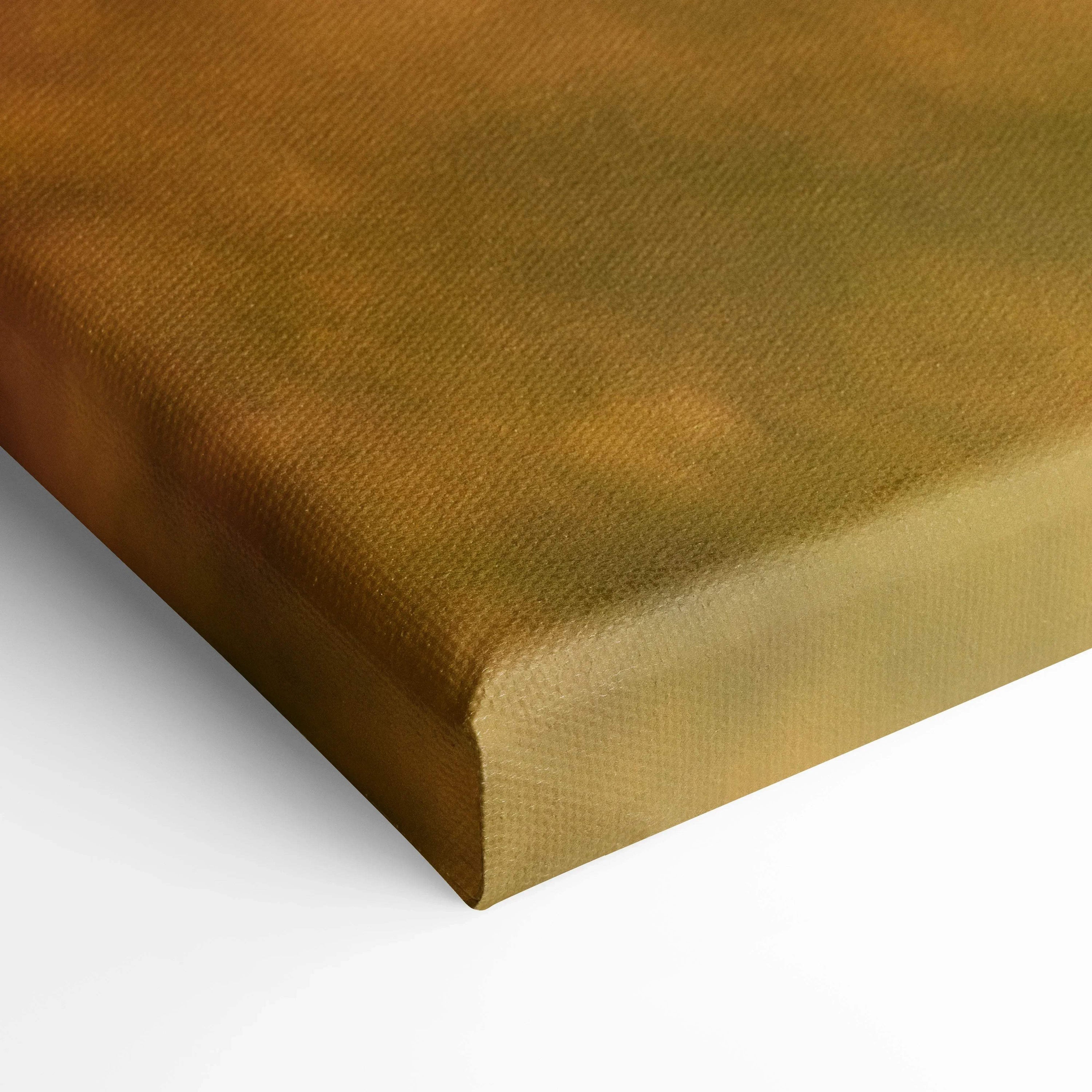 Close-up of golden-brown textured canvas edge showcasing high-quality wall art material.