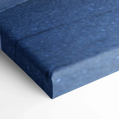 Close-up of blue textured canvas art edge showcasing museum-quality wall art print material.