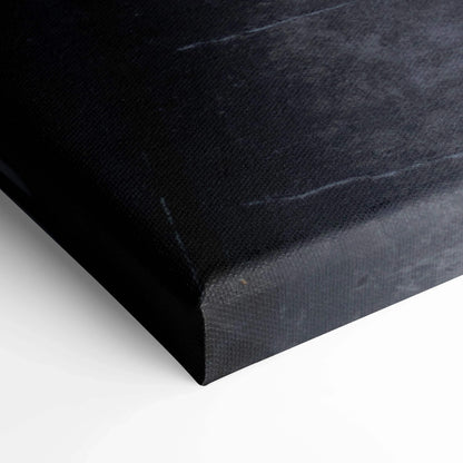 Black textured canvas corner with gallery-wrapped edge for wall art or canvas art display.