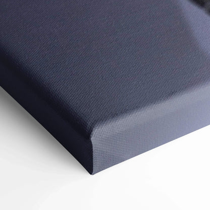 Close-up of dark gray textured canvas corner for wall art print with detailed fabric weave.