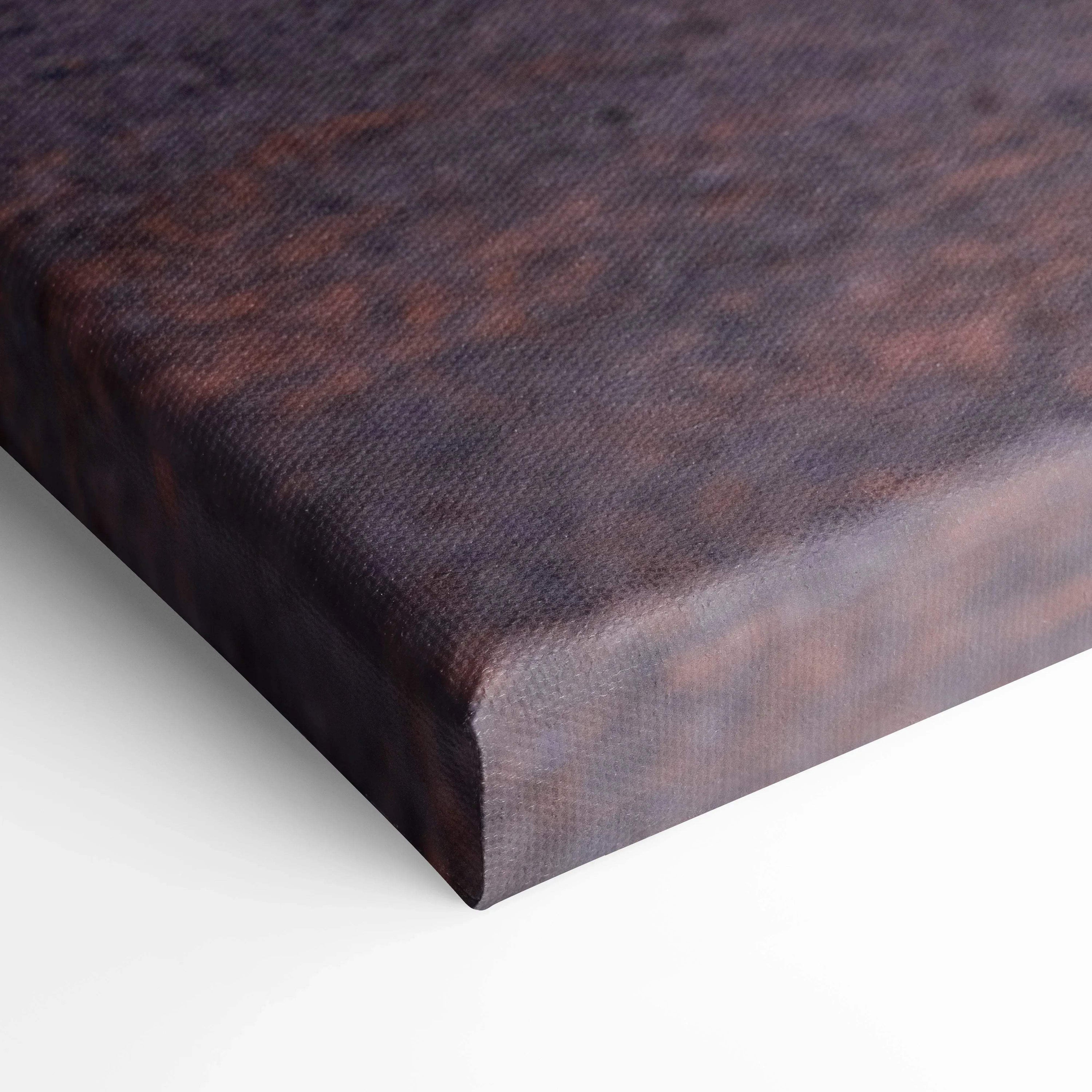 Close-up of brown textured canvas art corner with visible fabric weave for wall art display.