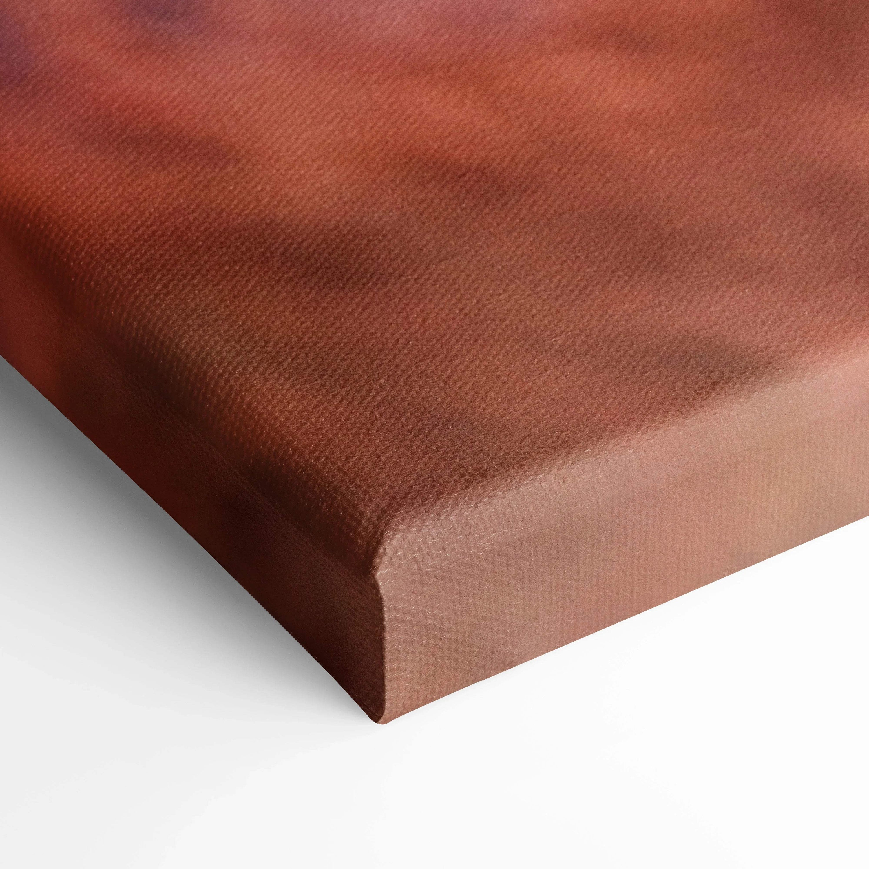 Close-up of textured brown canvas wall art with rich color gradient and fine detail.