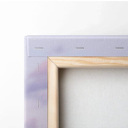 Close-up of stretched wooden frame with white canvas fabric for wall art or canvas art printing.