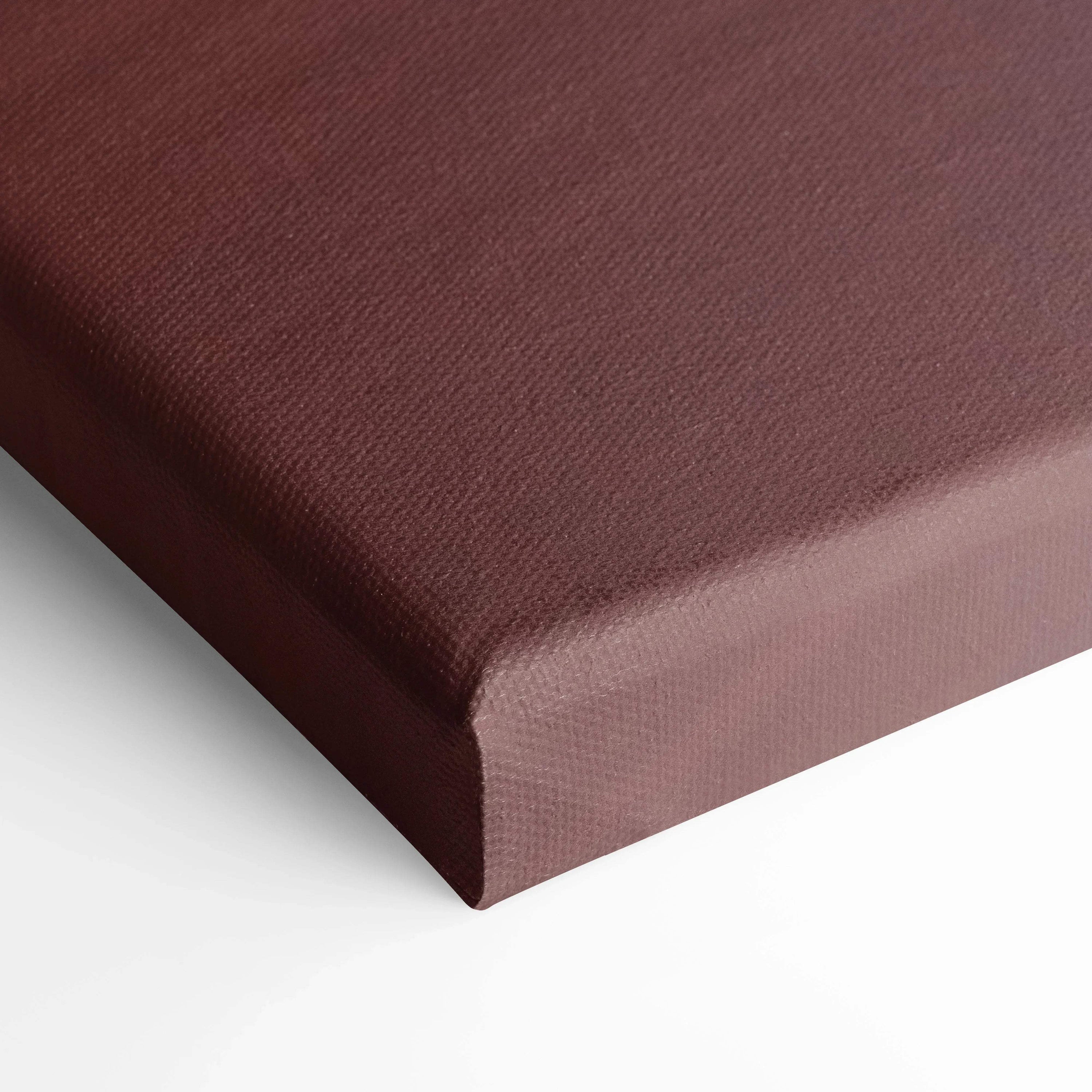 Close-up of brown textured canvas edge for vertical wall art print.