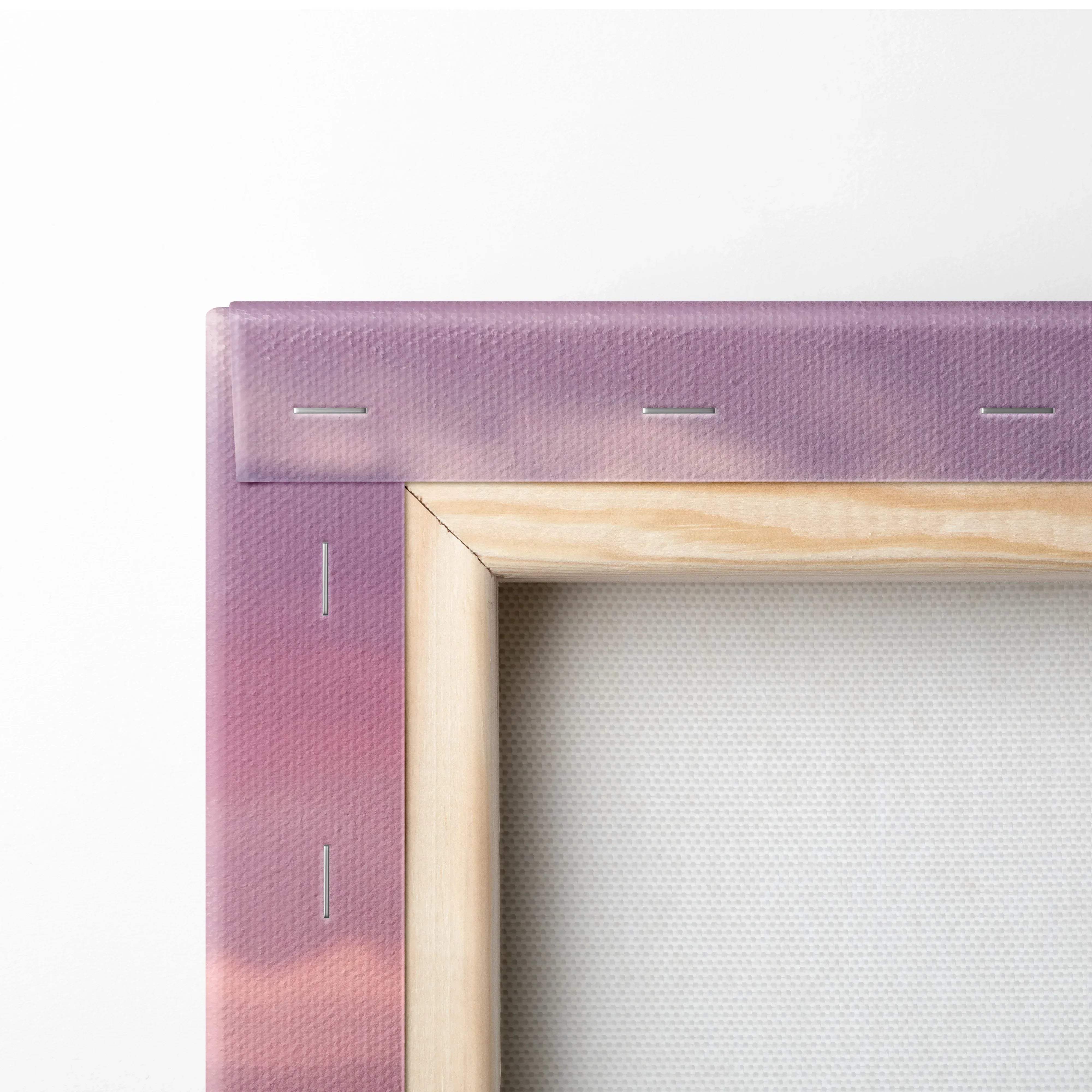 Purple gradient canvas wall art with visible stitching on wooden frame museum quality nissan 240z vertical print