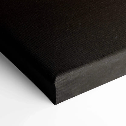 Black stretched canvas with clean edges, showcasing high-quality vertical wall art canvas print.