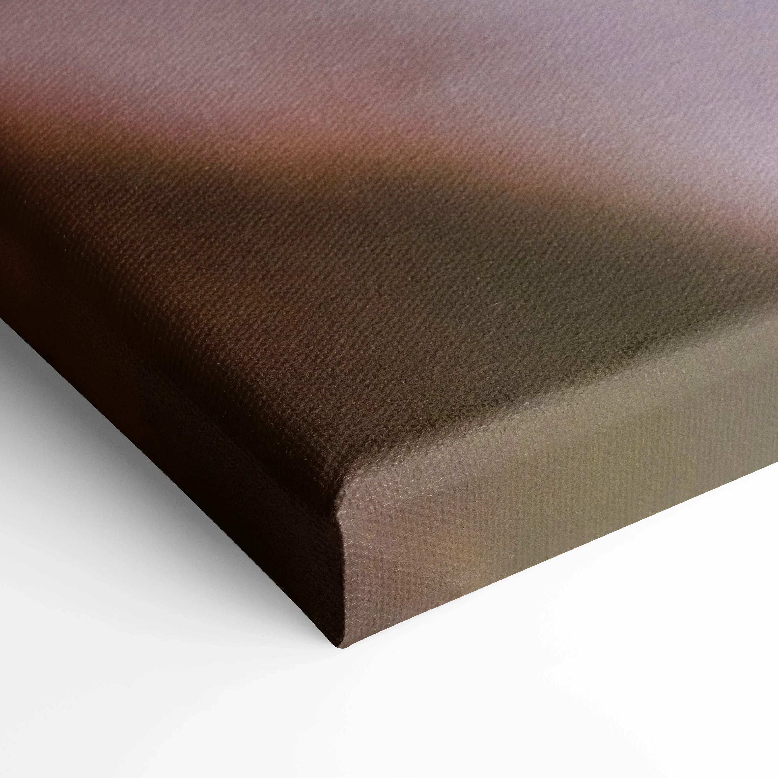 Brown textured canvas wall art corner showing detailed weave and stretched edges.