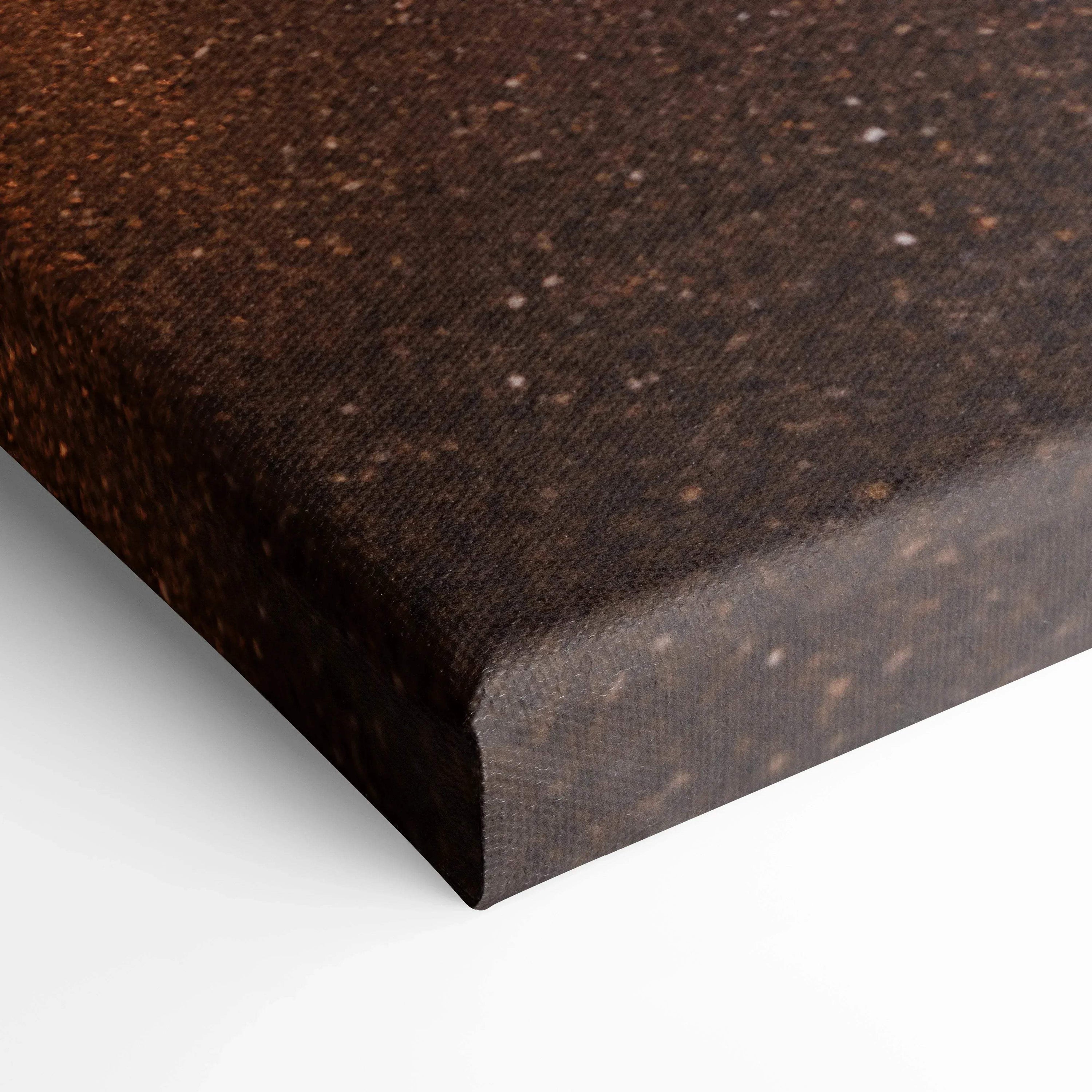 Close-up of dark textured canvas edge showcasing museum-quality wall art print texture and thickness.