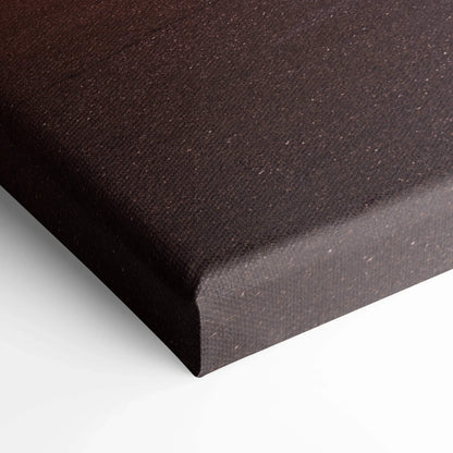 Close-up of brown textured canvas corner showing museum-quality wall art material and craftsmanship.