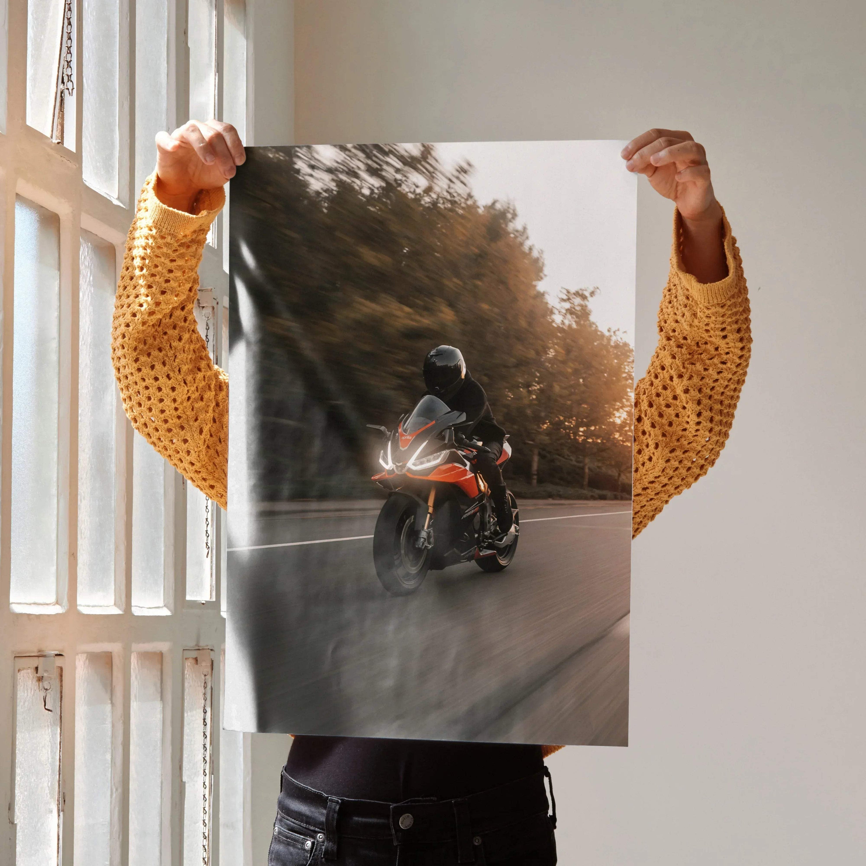 Biker Poster #006 - Male | Scorpion R1 Helmet | Aprilia RSV4 Motorcycle - Throttle Designs