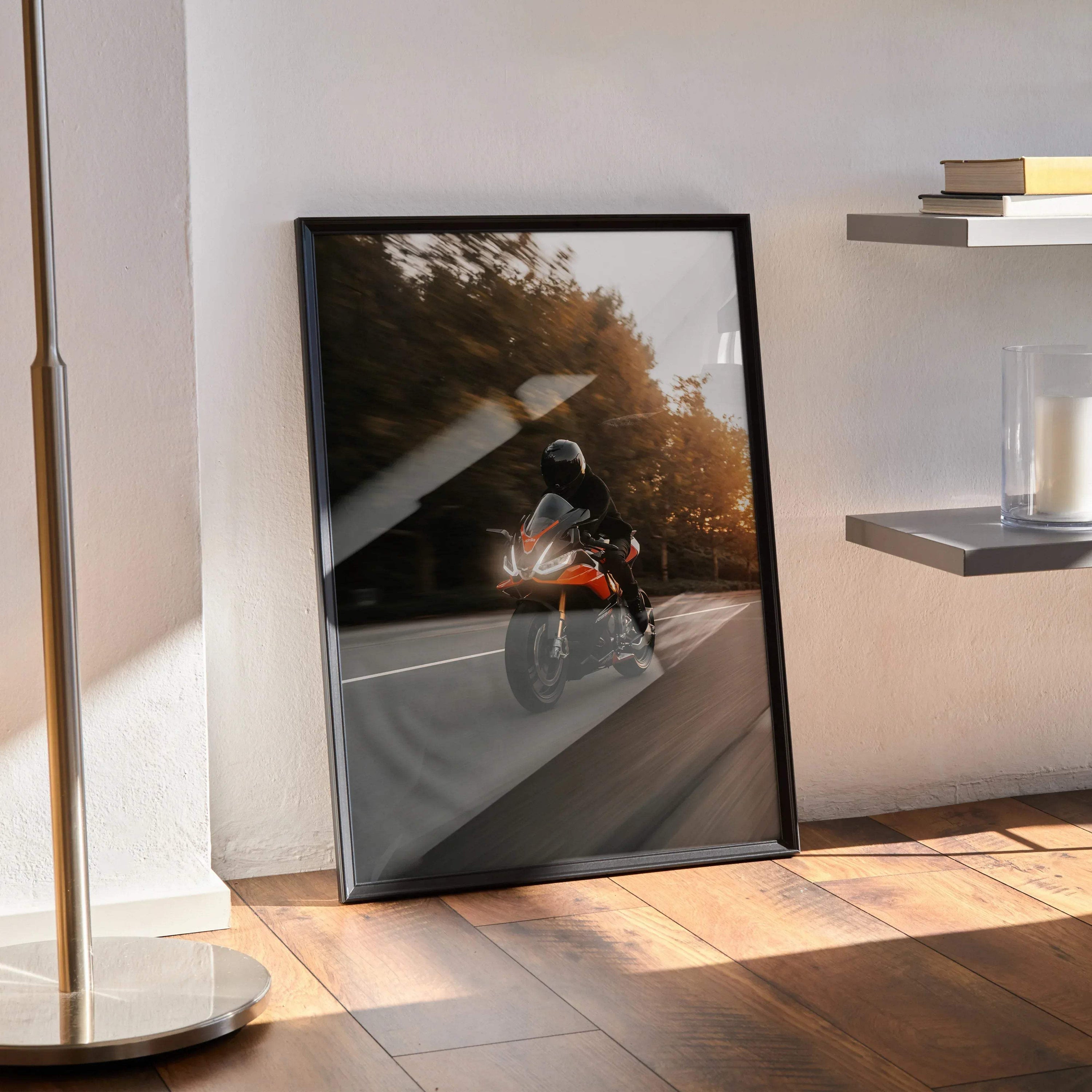 Biker Poster #006 - Male | Scorpion R1 Helmet | Aprilia RSV4 Motorcycle - Throttle Designs