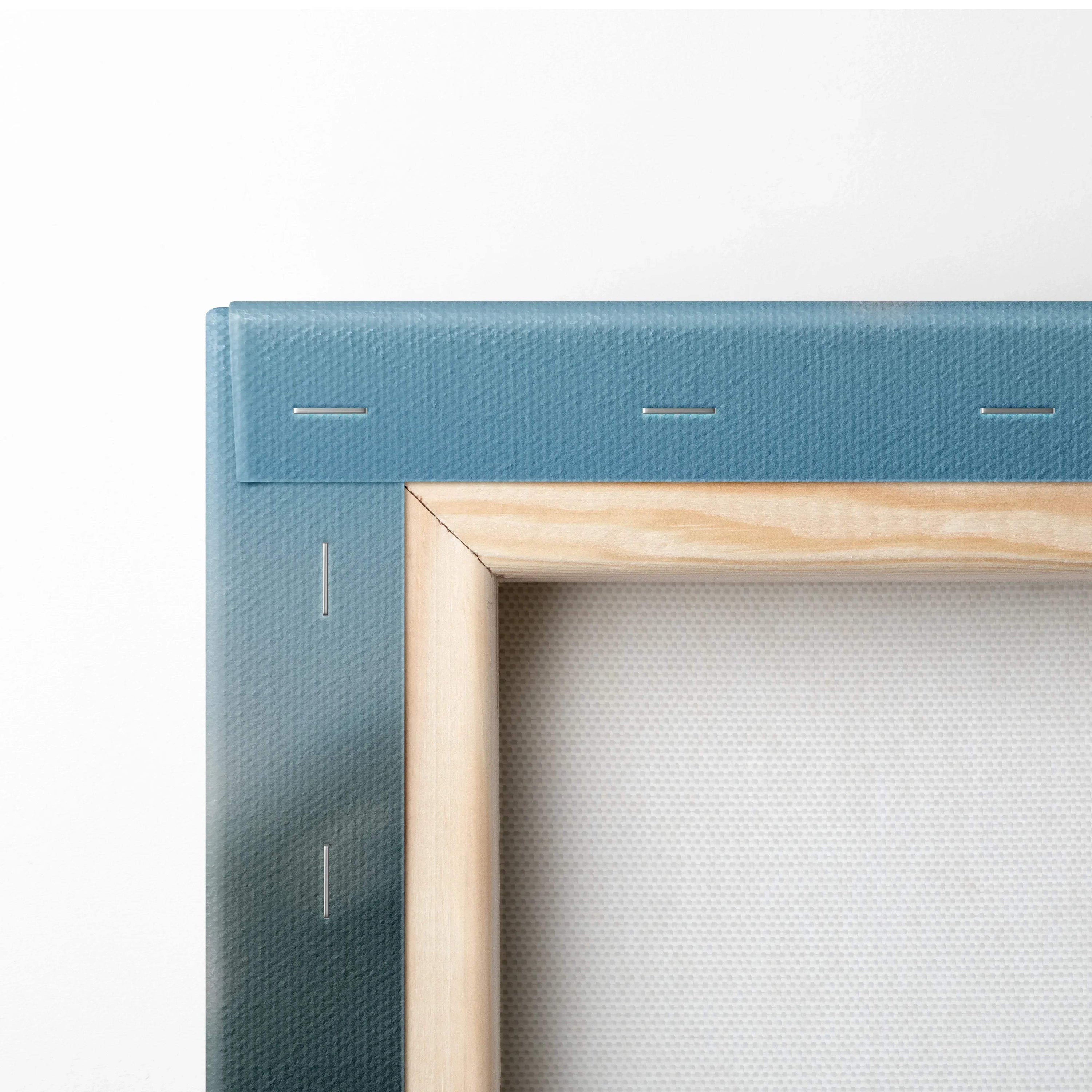Close-up of stretched canvas with wooden frame for vibrant floral wall art decor.