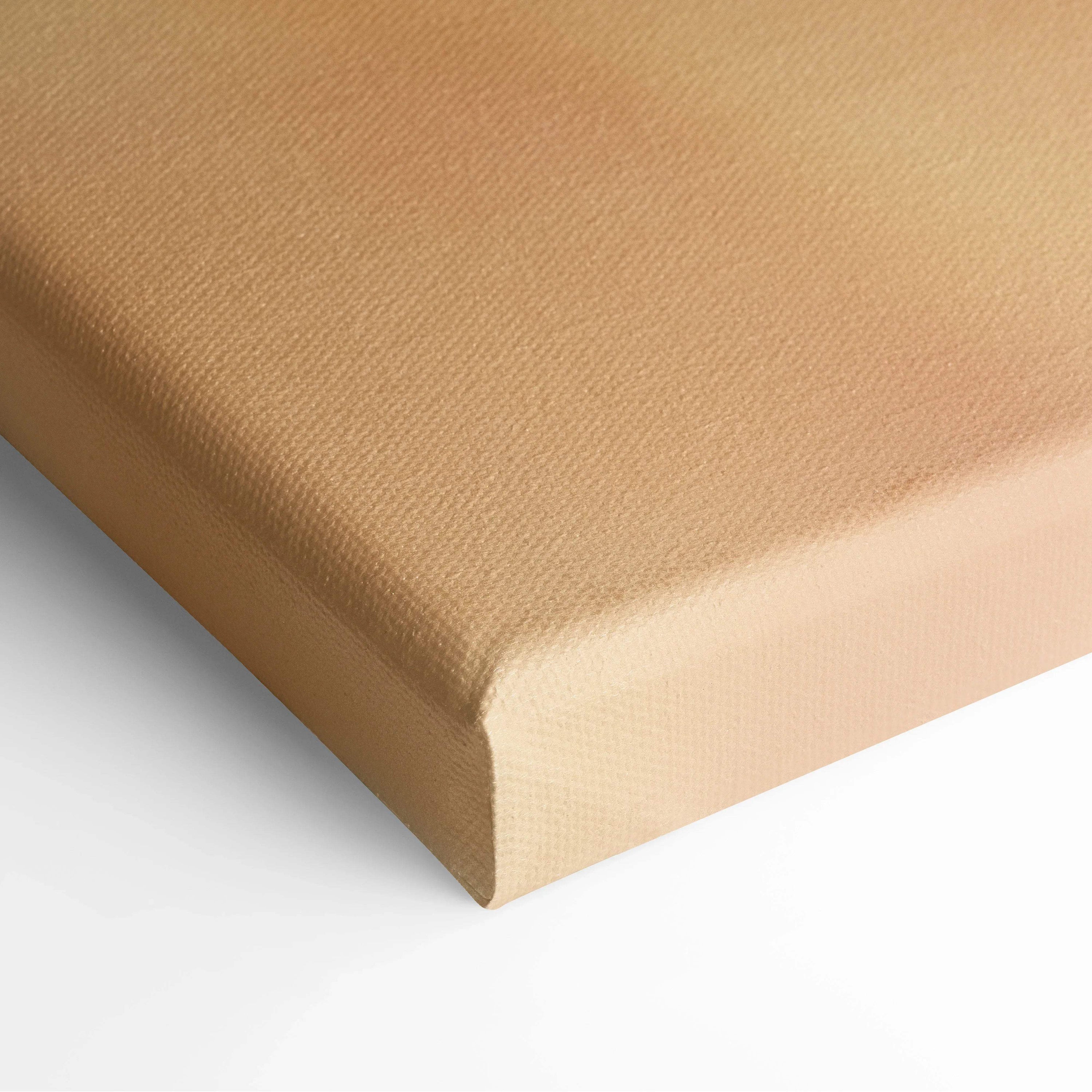 Close-up of beige canvas texture and edge wrap for wall art decor panel.