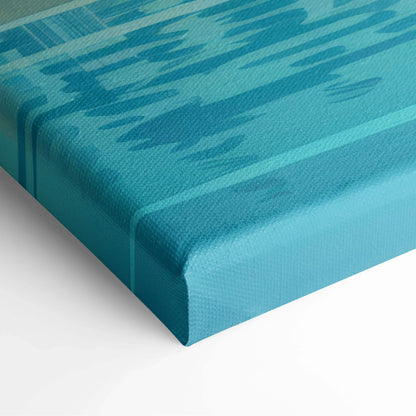 Teal visionary Dubai skyline canvas print with textured brushstrokes