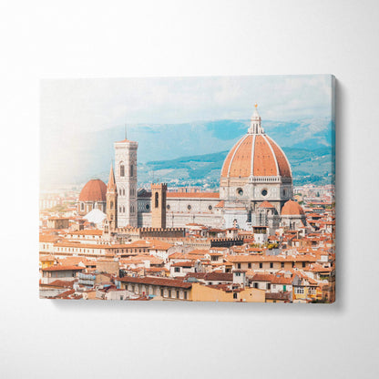 Canvas art featuring an urban landscape with historic buildings and a prominent dome, wall art for home or office.