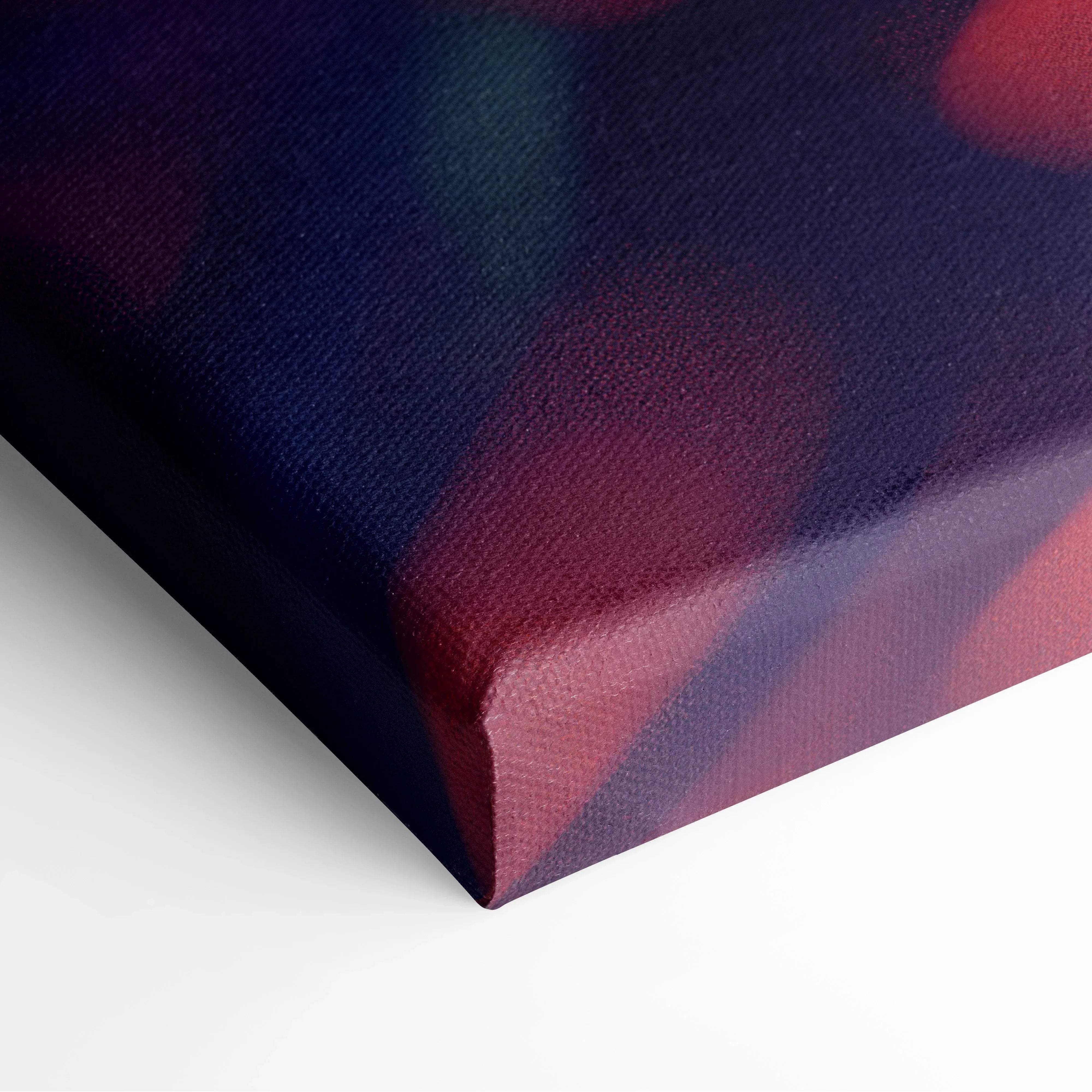 Vibrant abstract burst canvas print wall art with textured surface featuring navy burgundy and muted red swirls